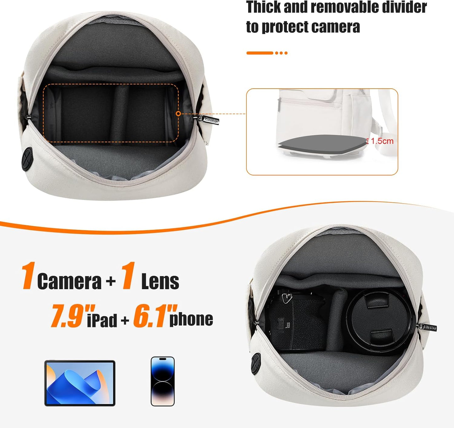 Cwatcun Camera Bag Small Compact Camera Sling Case, Waterproof Canvas Crossbody Camera Bag with Rain Cover, Travel