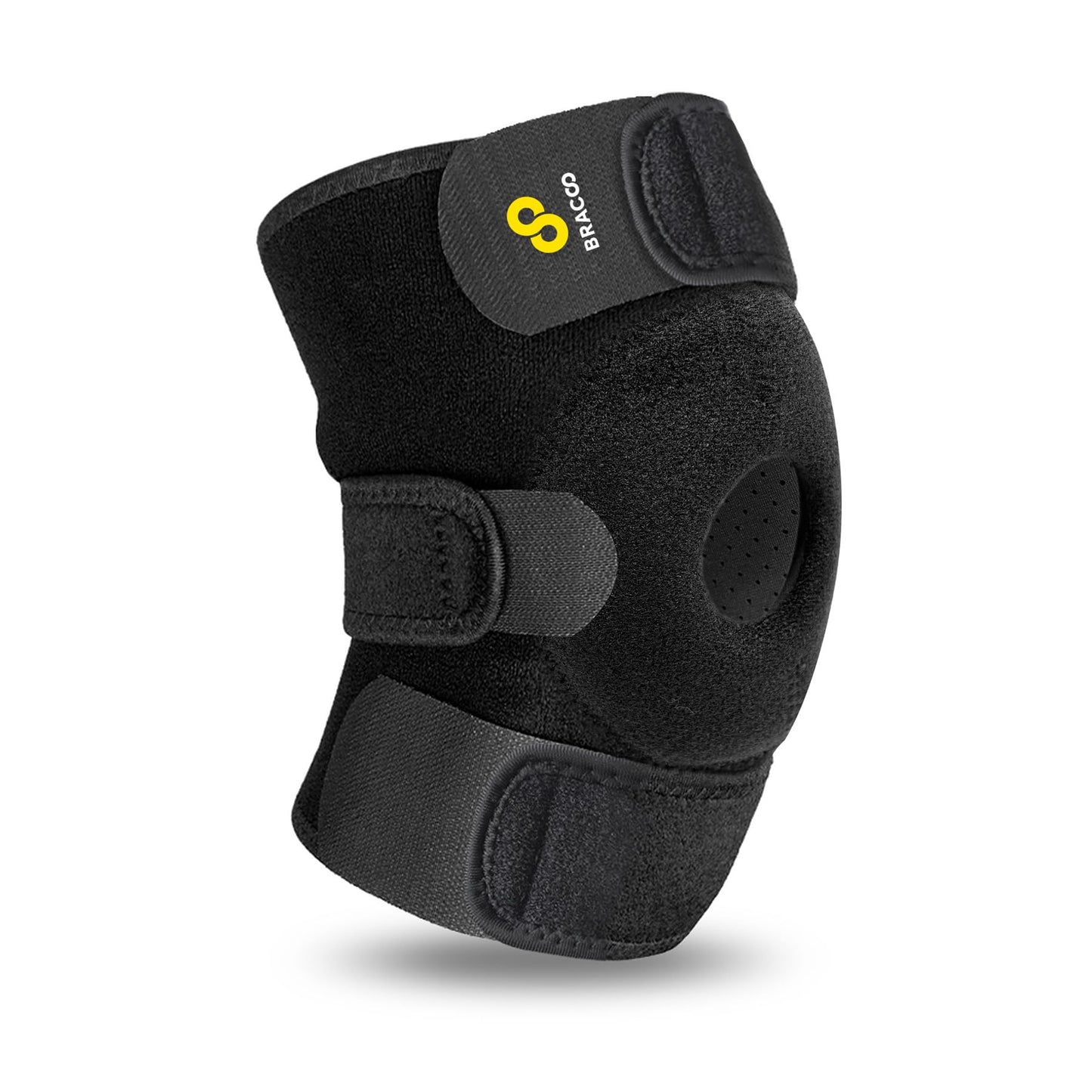 Bracoo Adjustable Compression Knee Patellar Pad Tendon Support Sleeve Brace for Men Women - Arthritis Pain, Injury Recovery, Running, Workout, KS10 (Black)