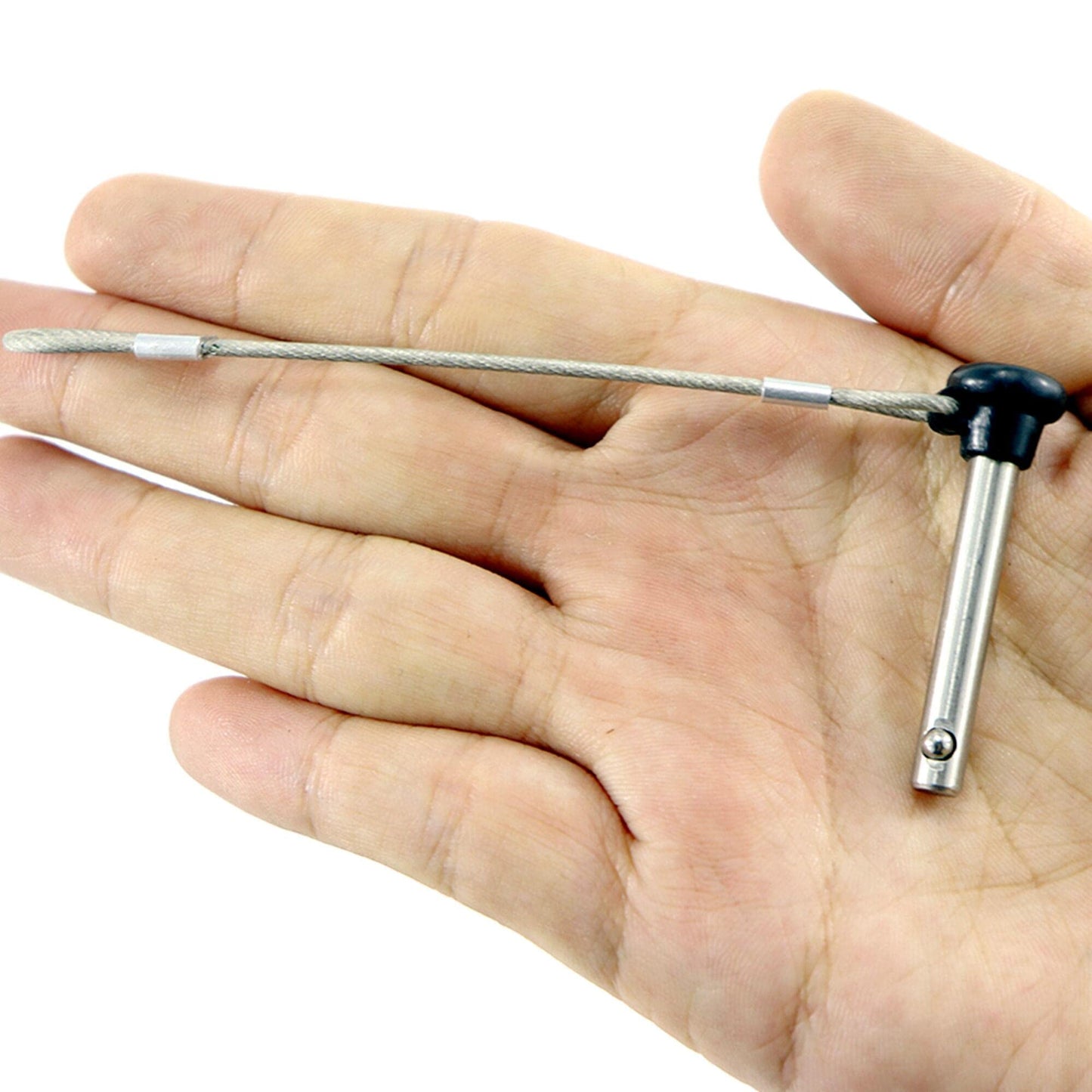 4Pcs Diameter 3/16" Stainless Steel Black Nylon Head Pin With Lanyard - Marine Bimini Top Pull Pins for Swivel Ball Deck Hinge Quick Release (4)