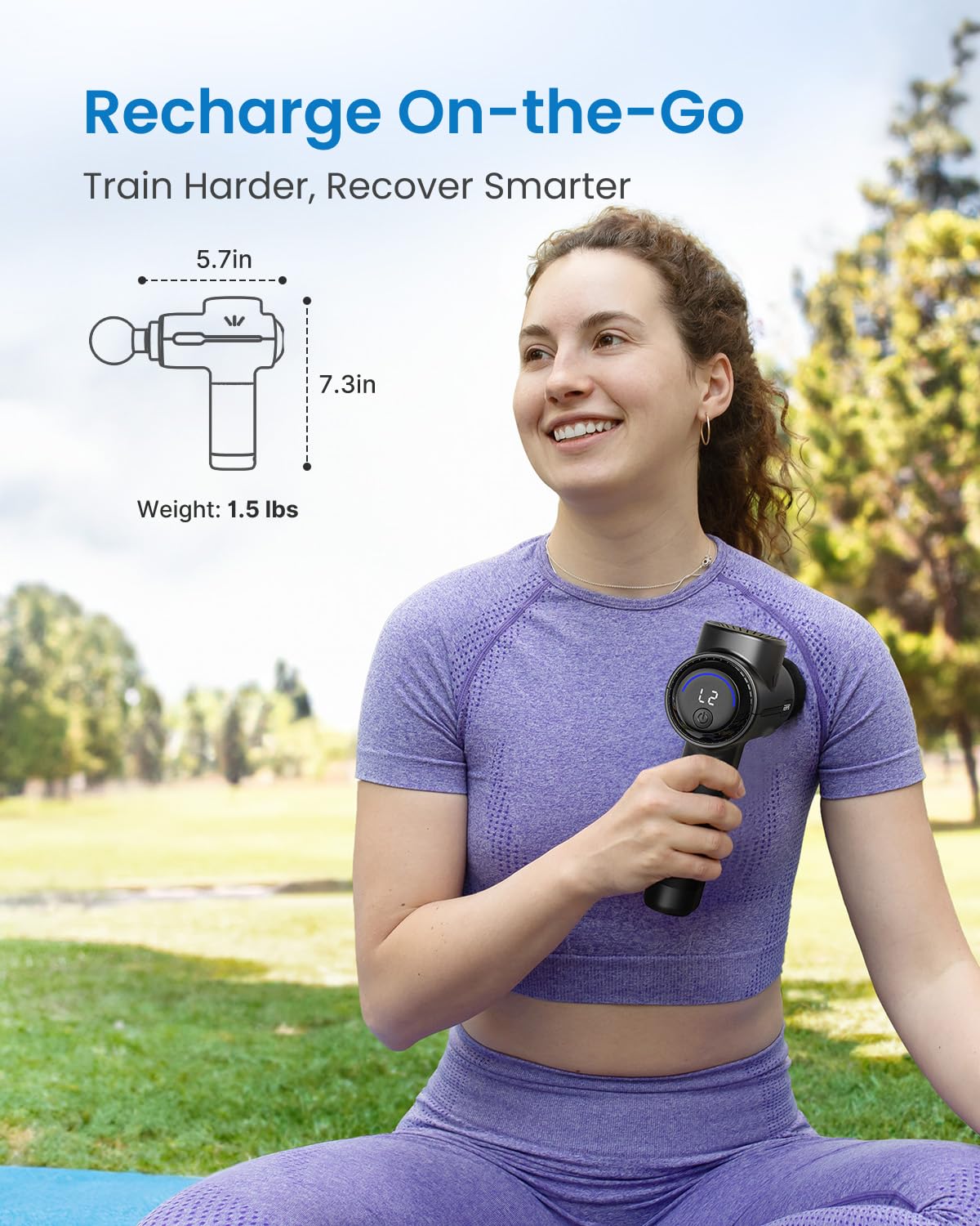 RENPHO Active+ Percussion Massage Gun, Fathers Day Dad Gifts, 5 Adjustable Speeds for Back, Neck, Muscle Recovery - App Controlled Guided Courses, Carry Case for Professional Athlete, Gym and Travel