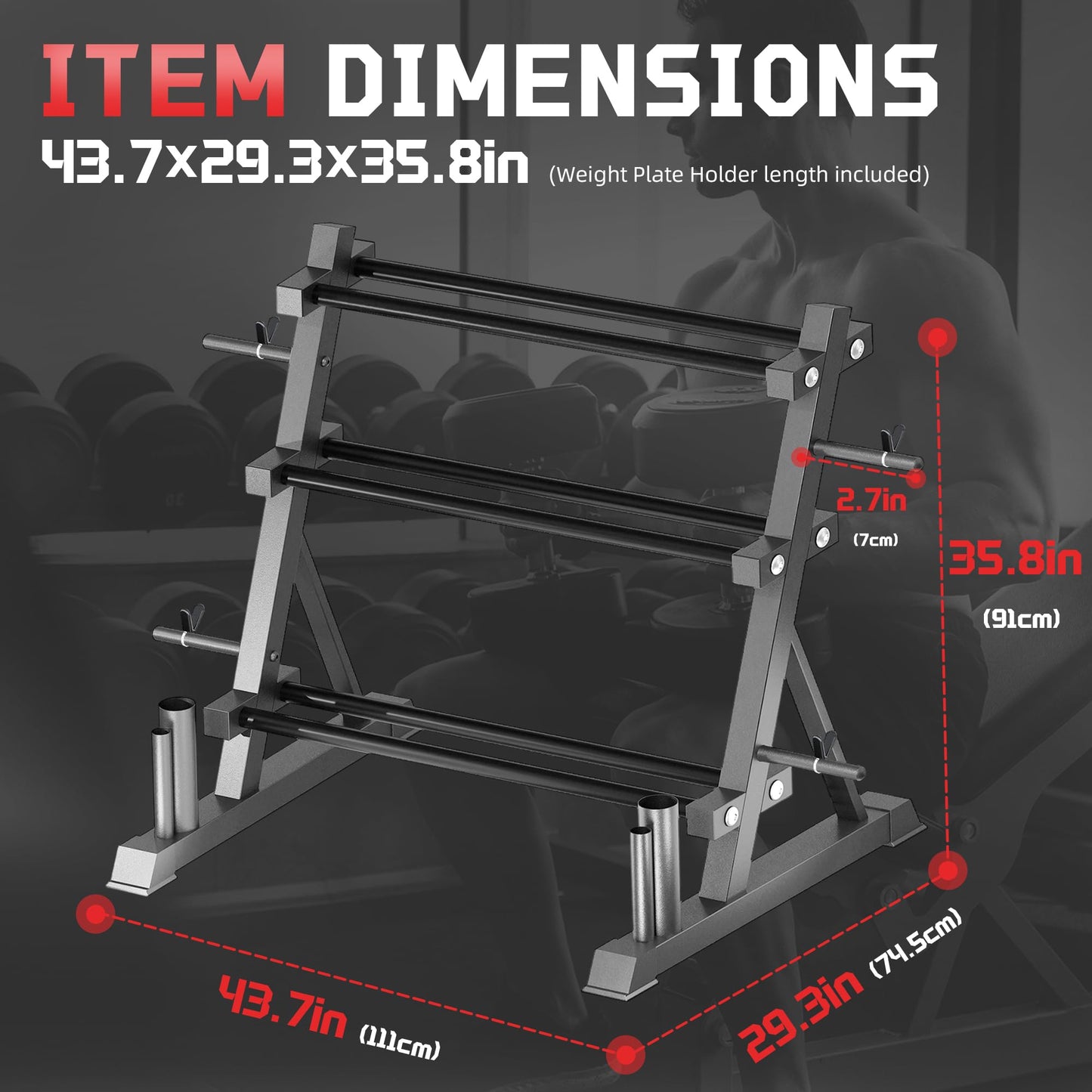 FONBEAR 3 Tier Dumbbell Rack, Weight Storage Rack,1200LBS Multifunctional Weight Rack for Home Gym, Heavy-Duty Dumbbell Rack Stand for Dumbbells Barbell Kettlebells & Weight Plates