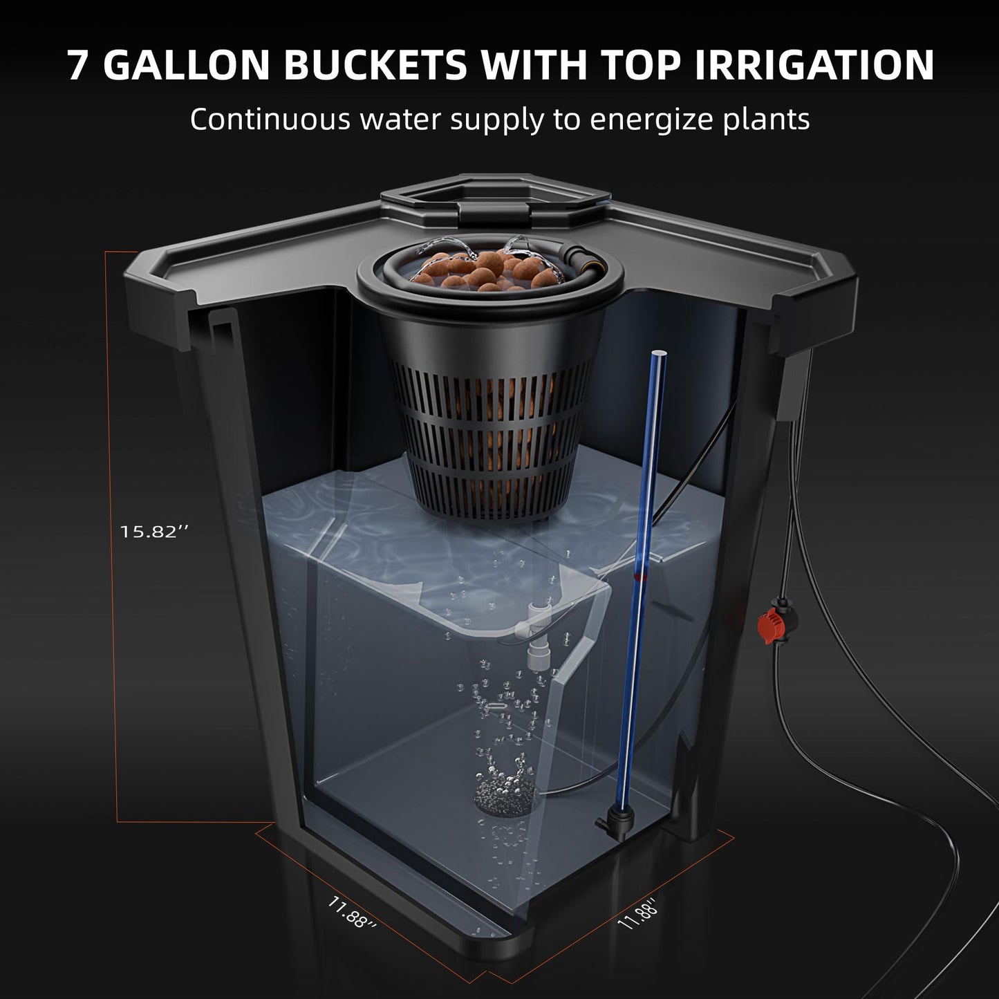 Spider Farmer DWC Hydroponics Grow System with 7-Gallon Deep Water Culture, New Triangular Cover Design, Recirculating Drip Garden System with Top Drip Kit, 11W Air Pump, 4 Buckets