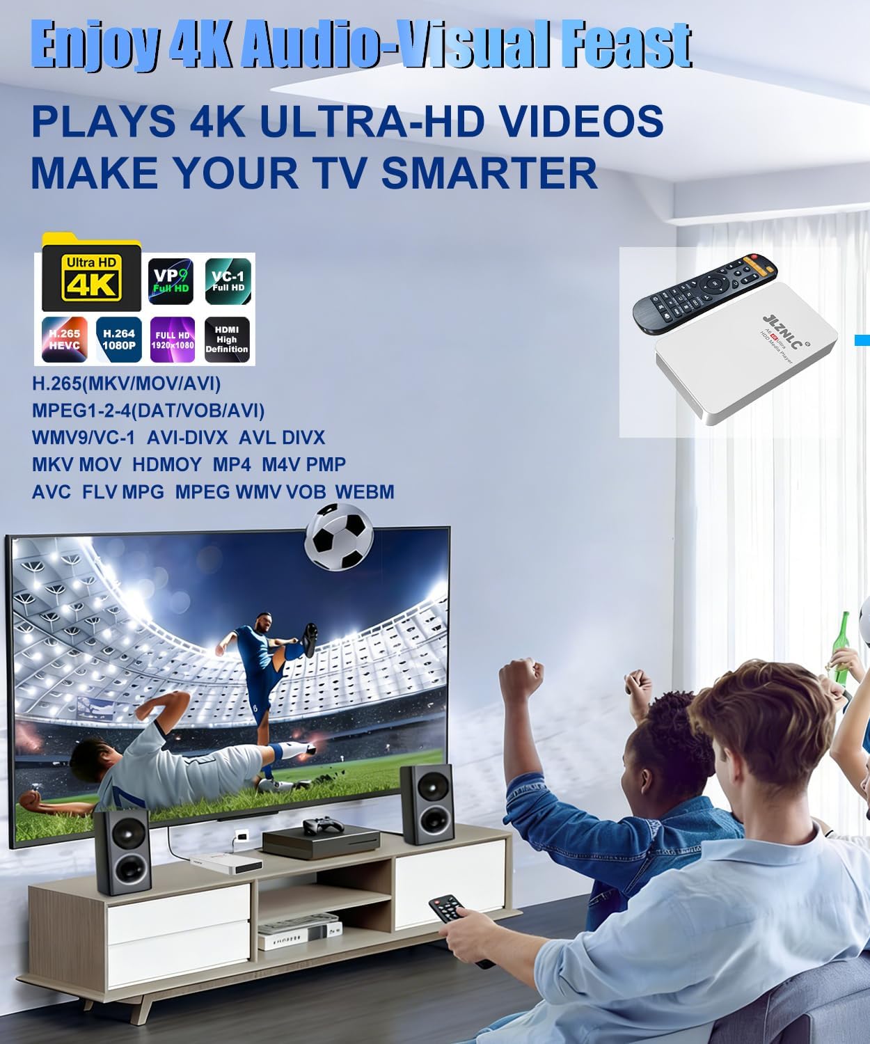 JLZNLC 4K 2-in-1,Digital H.265/HEVC H.264/AVC MP4 Videos,MP3 HDDs,USB/MicroSD,4k Ultra HD Media Player & HDD Enclosure