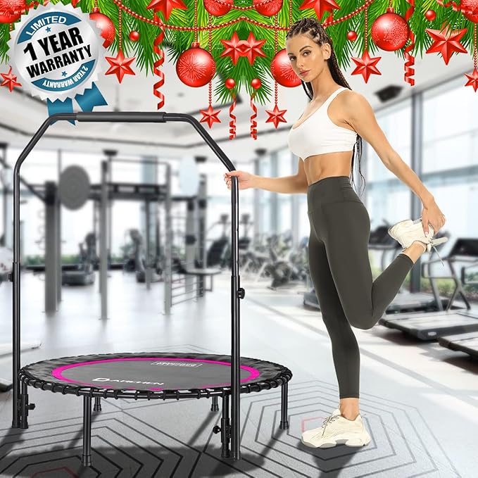 DARCHEN 450 lbs Mini Trampoline for Adults, Indoor Small Rebounder Exercise Trampoline for Workout Fitness for Quiet and Safely Cushioned Bounce, [40 Inch]
