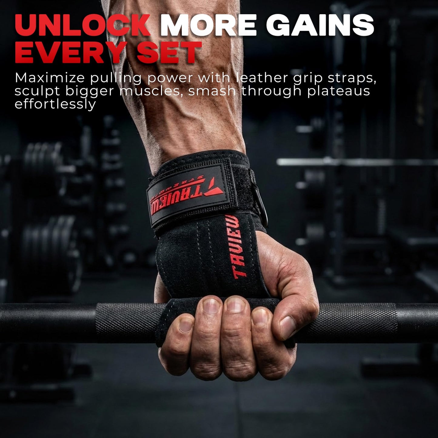 Wrist Straps for Weightlifting With D Ring,Double Layer Leather Wrist Strap For Deadlift And Powerlifting, Adjustable Neoprene Padded Gym Workout Lifting Hooks