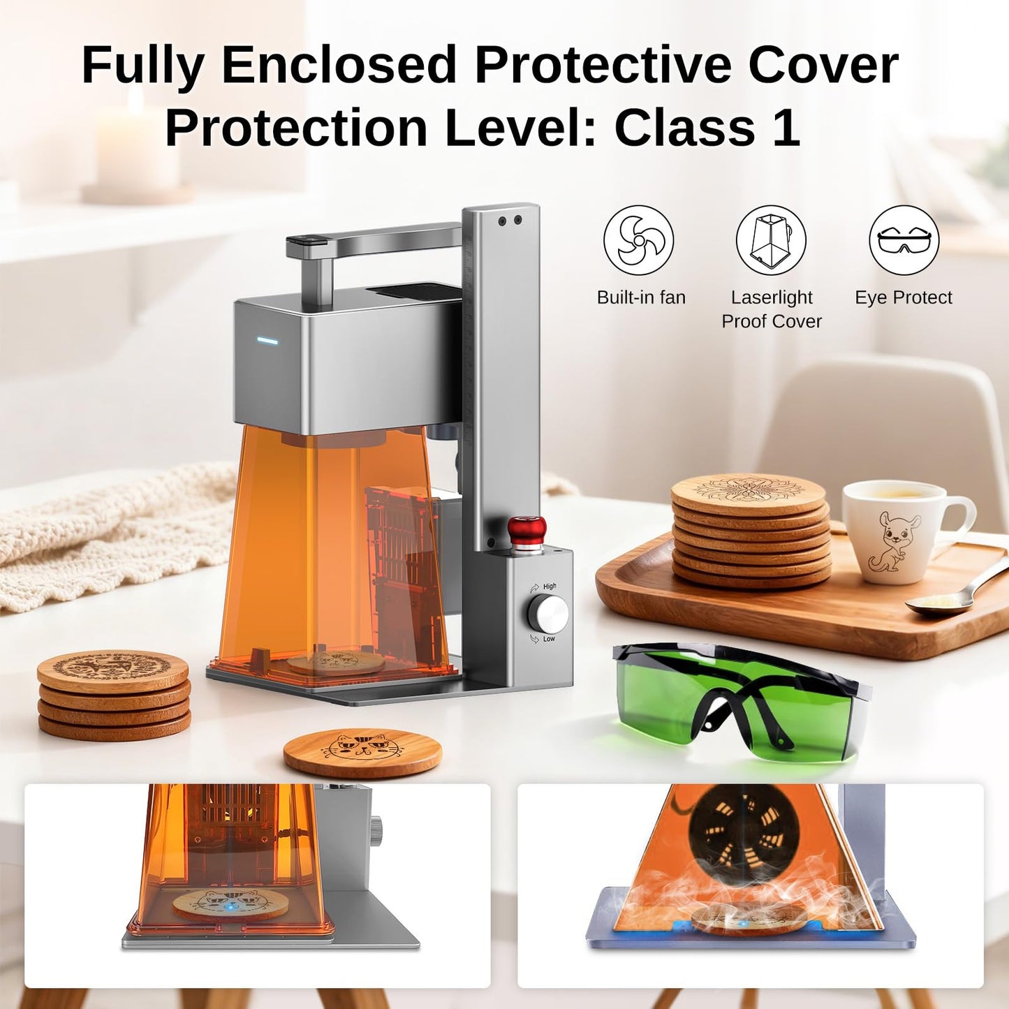 Raymoto 10W Laser Engraver Machine, Portable and Handheld Laser Engraving Machine, 0.08mm Precision & 2000mm/s Lightning Speed Ultra HD Laser Engraver Machines for Wood, Leather, Acylic ect., 10000mW