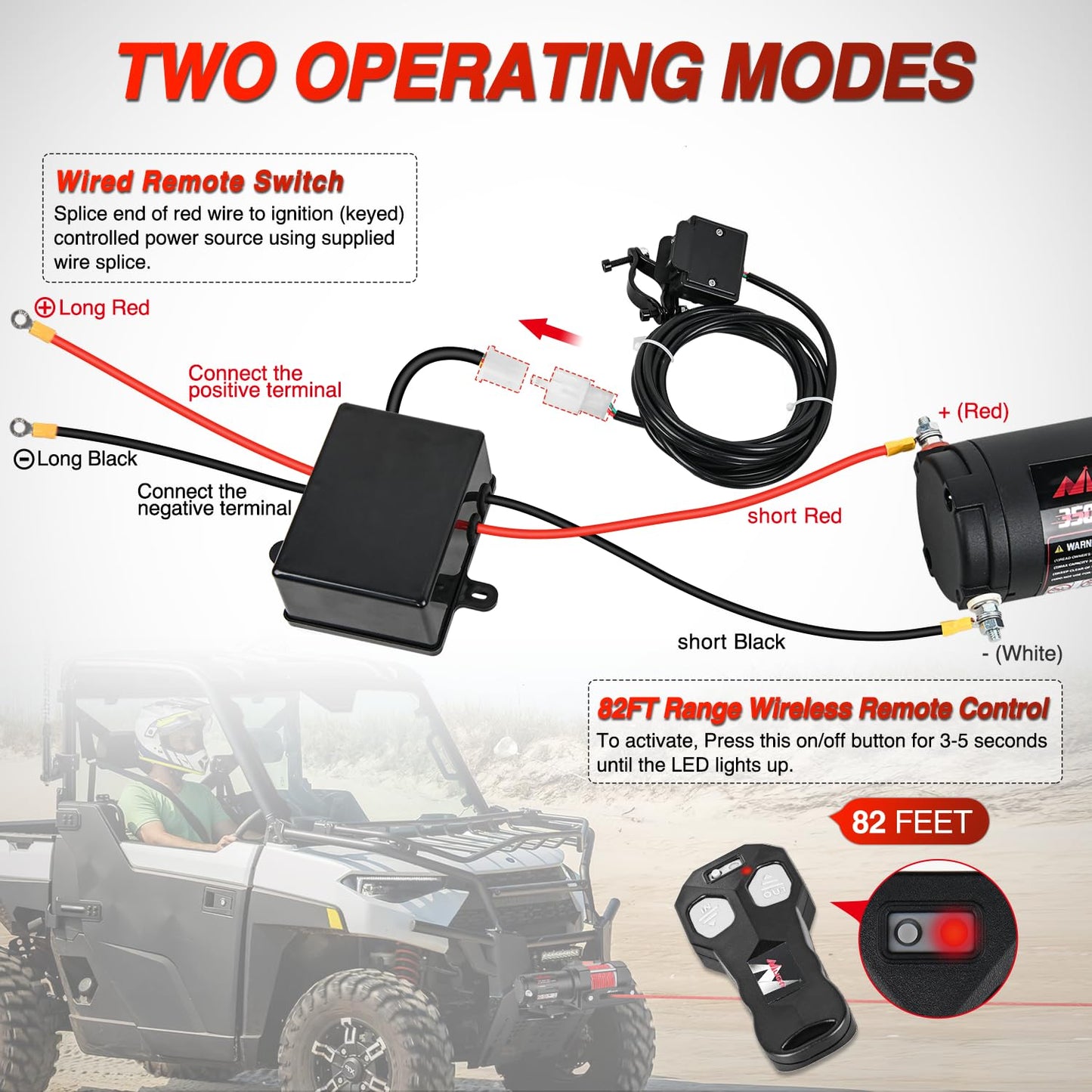 Nilight 3500 lbs ATV Winch 12V Electric Winches With Synthetic Winch Rope Wireless Remote Wired Switch Fairlead Mounting Plate Portable Waterproof Winch for Towing ATV UTV Trailer Truck Jeep Offroad