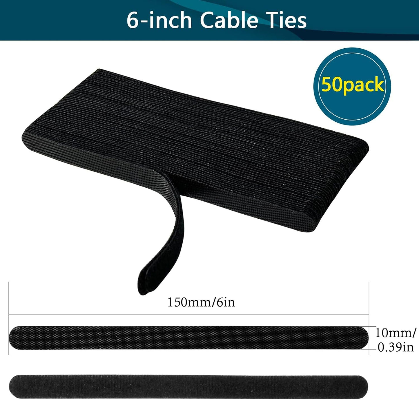 50PCS 6 Inch 6-Inch Adjustable Cord Organizer Ties, Fastening Cable Ties,Microfiber Cloth Used for Computer Link Cable