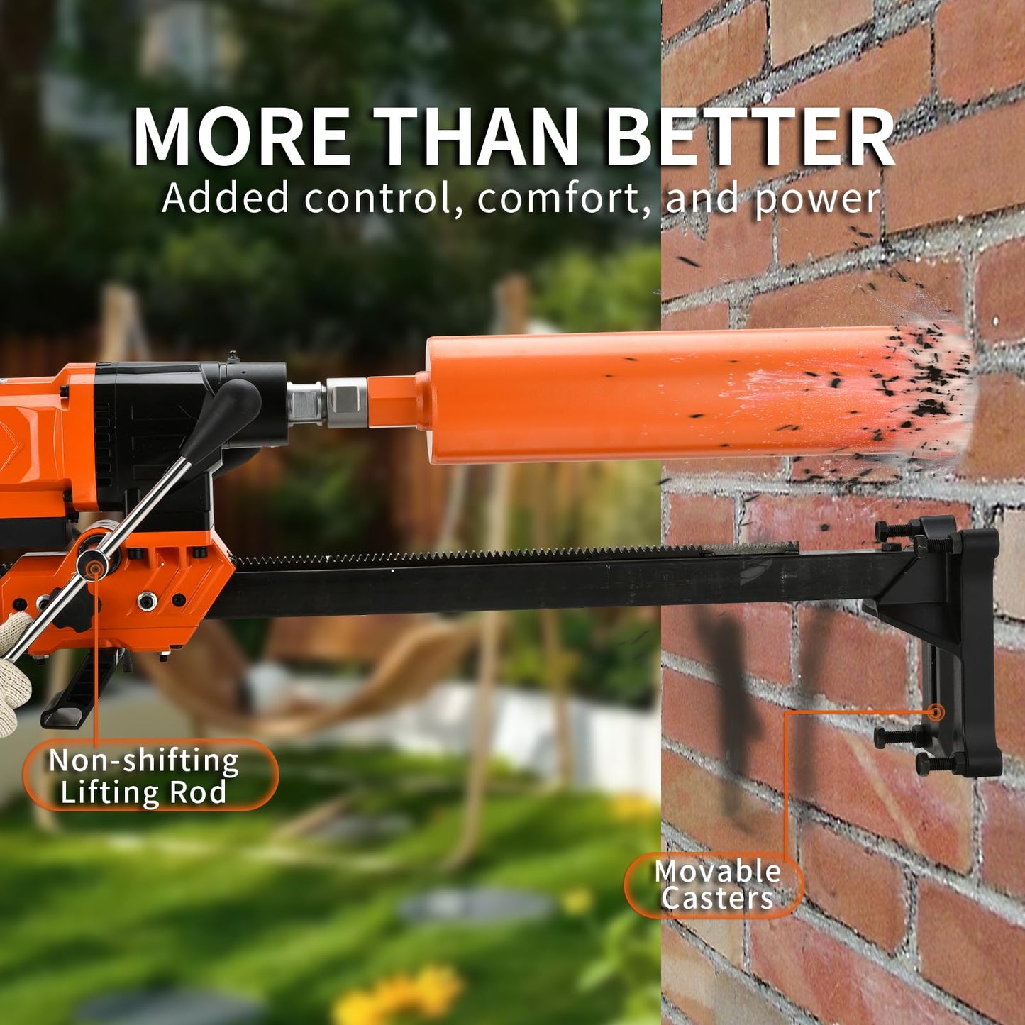 BHTOP Diamond Core Drilling Machine with Bit, 8 in Wet Concrete Core Drill Rig with Stand Wheel, 750RPM Speed & 1-1/4" Thread & Lifting Handle, Drilling Diameter for Concrete Brick Stone