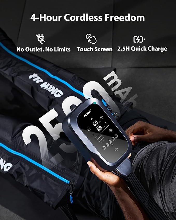 FIT KING Upgraded Full Leg Compression Massager Boots, Professional Air Compression Recovery System for Circulation & Fast Athlete Recovery, Cordless Rechargeable Recovery Boots (Small)
