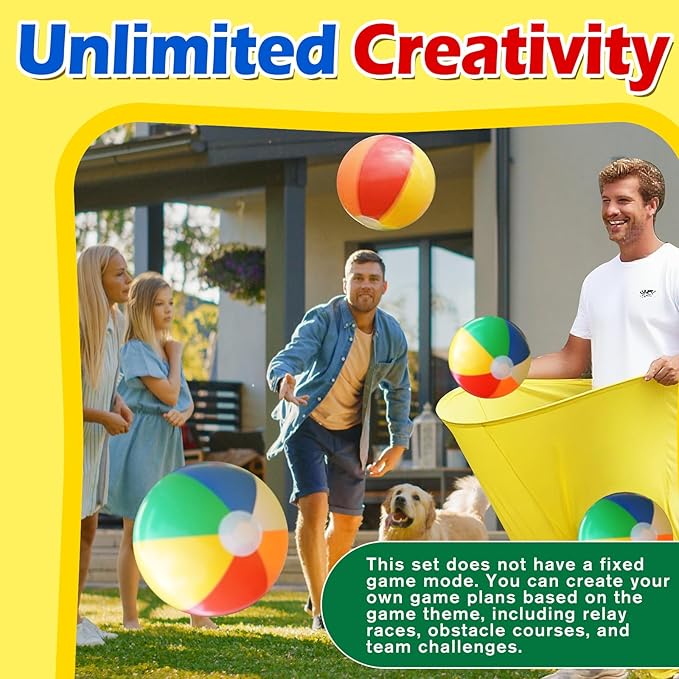 Granny Pants Yard Game Giant Outdoor Tossing Challenge Activity Set with 8 Bouncy Balls & Air Pump, Perfect for Adults, Family Team Events Backyard Parties(Yellow)