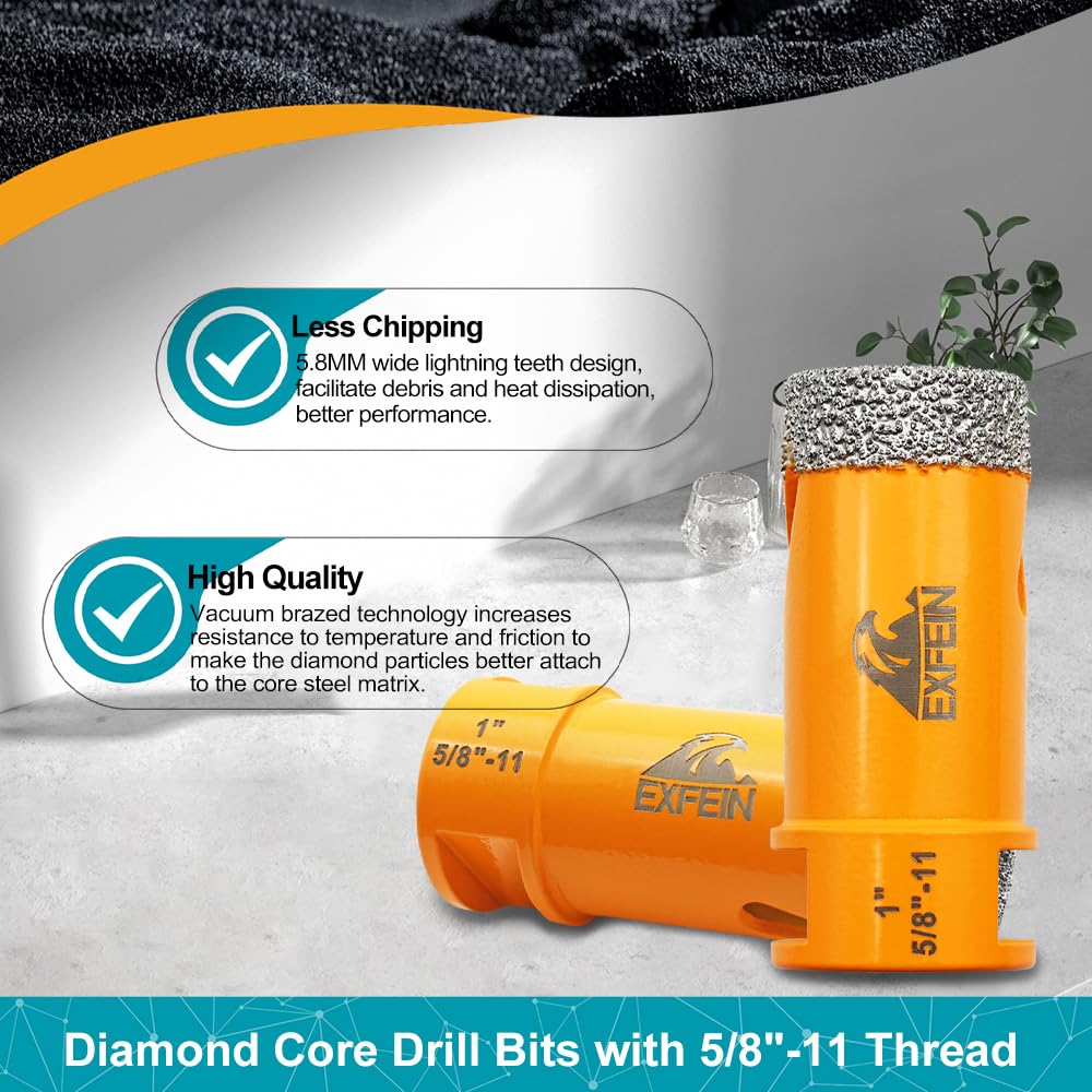 EXFEIN Diamond Core Drill Bit ，EXFEIN Tile Hole Saw Kit 12pcs
