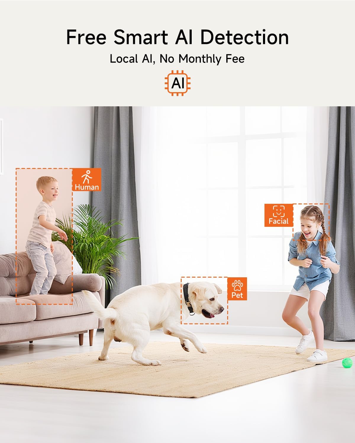 CINMOORE 5MP 64GB 3K 360 2-Way 2.4G 5G Camera for Home Security, Free SD Card, Non-Subscription AI Human/Pet/Facial