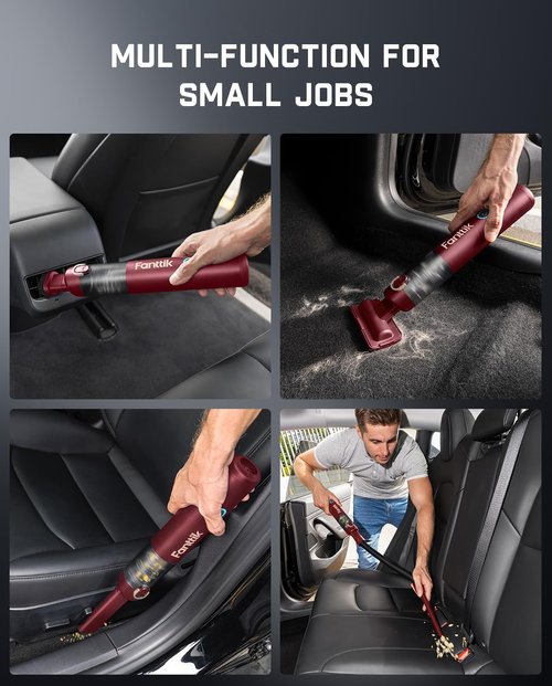 Fanttik Slim V8 APEX Car Vacuum - 4-in-1 Portable Mini Cordless Vacuum with 19000Pa Suction Power | Red