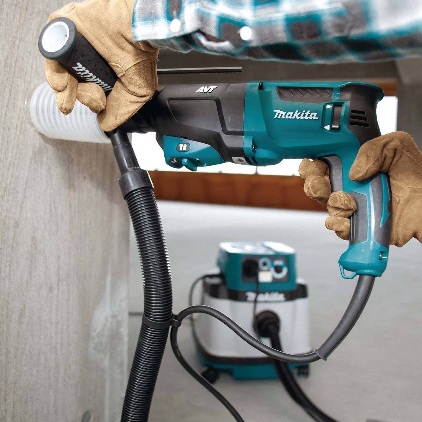 Makita HR2641X1 SDS-PLUS 3-Mode Variable Speed AVT Rotary Hammer with Case and 4-1/2" Angle Grinder, 1"
