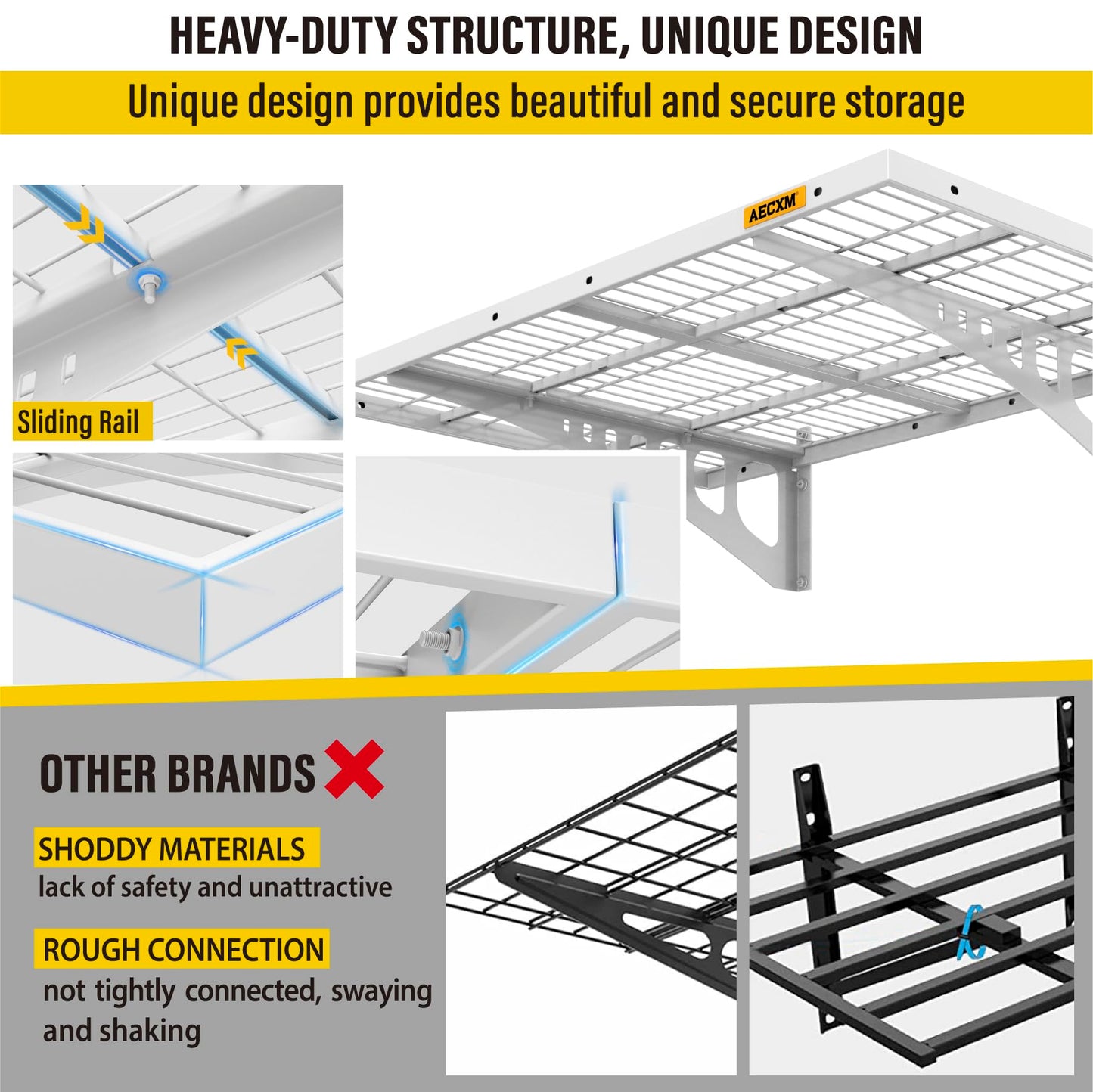 Aecxm 2x3ft 4Pack Wire Shelving Unit Heavy Duty Garage Storage Shelves Wall Mounted White 1120lbs Load Capacity（24-inch-by-36-inch）