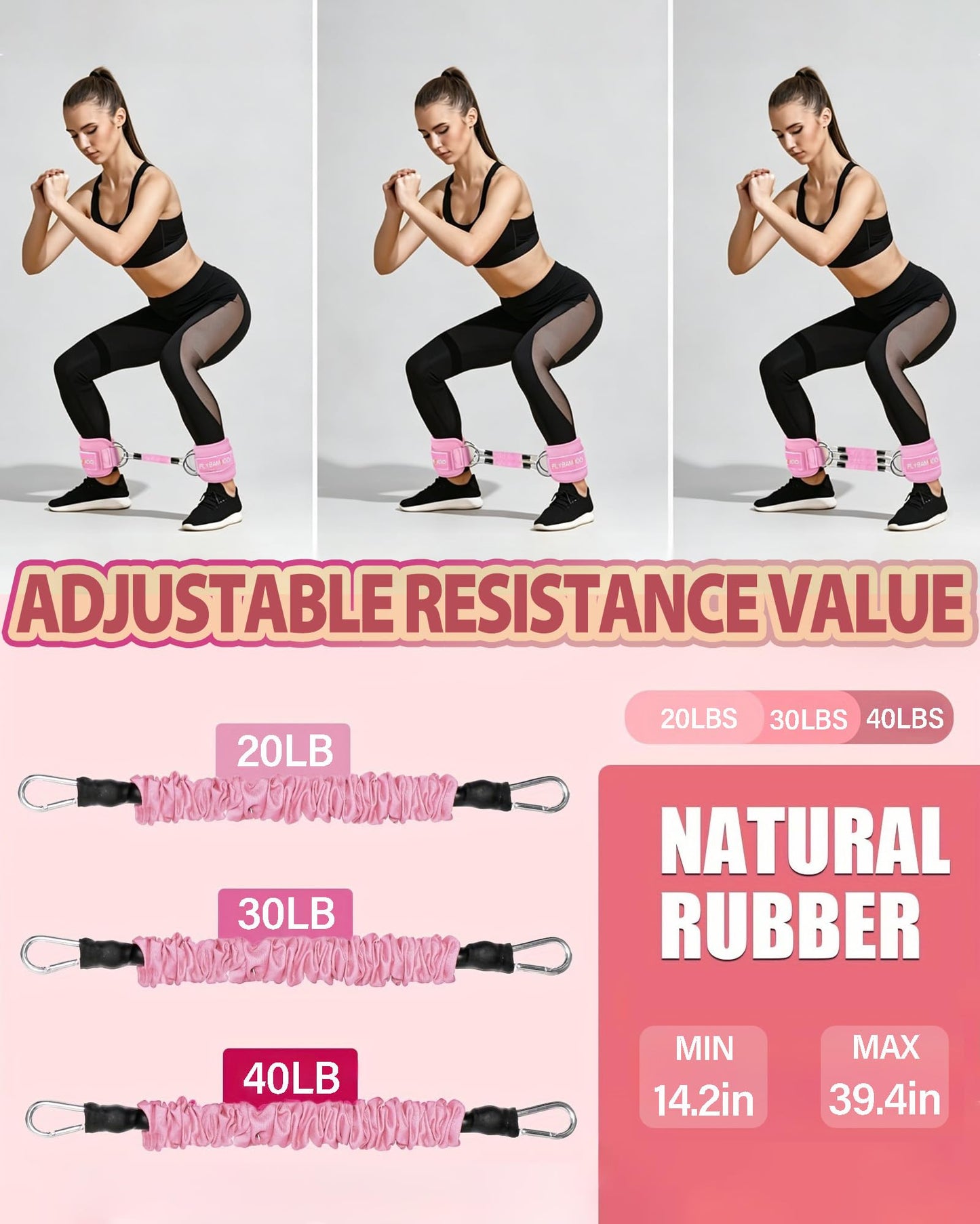 Hip Thrust Belt for Weights and Ankle Resistance Bands with Cuffs for Working Out,Hip Thrust Belt for Dumbbells Heavy, Kettlebells, Plates,Hip,Leg and Booty Builder, Glute Bridge Band (Pink)