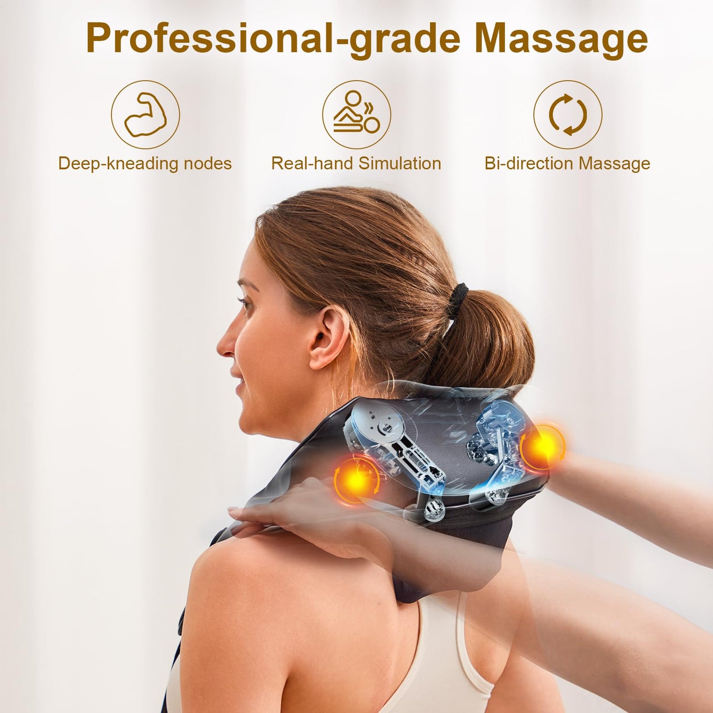 ETBOBDE Neck Massager with Heat Cordless Electric Shiatsu Neck and Shoulder Massager for Pain Relief Deep Tissue Lower Back Massage, Chair Office Home Car Gift