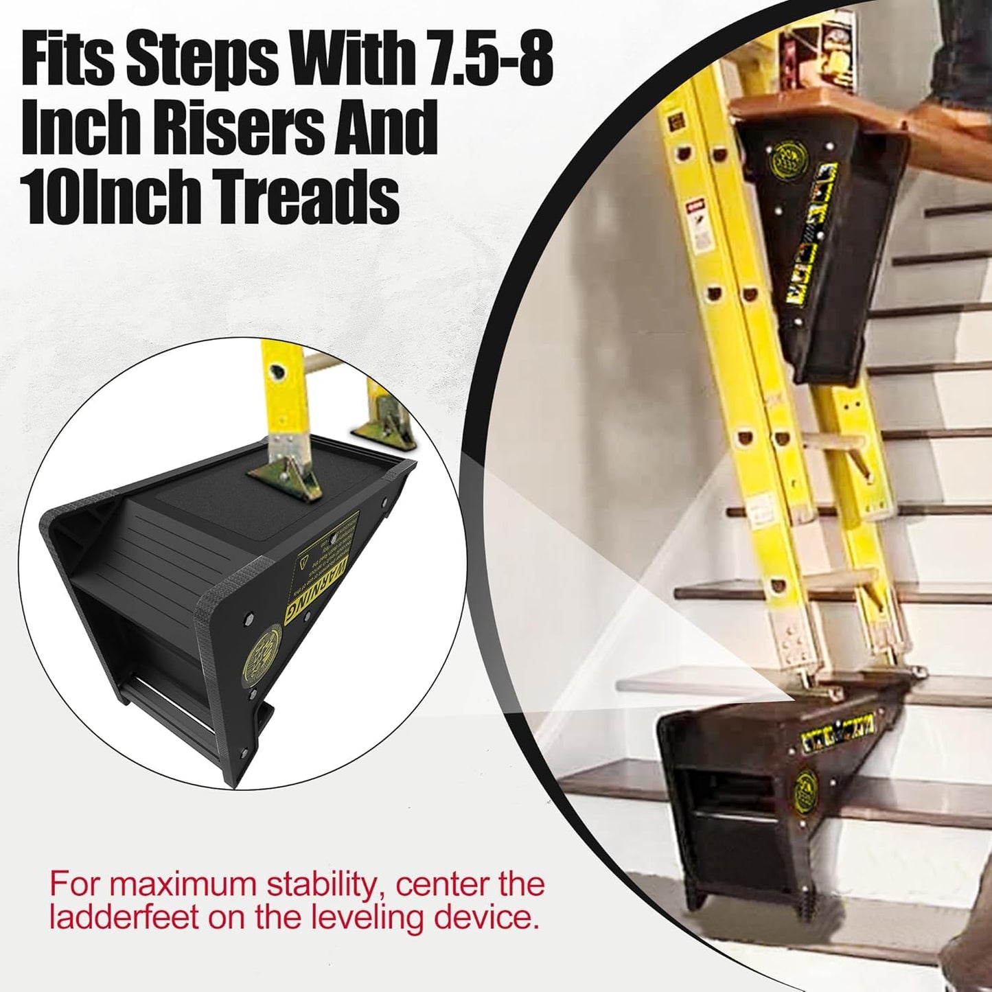 2 Pack Stable Platform Ladder Leveler - Ladder Levelers for Extension Ladders with Storage for Uneven Surfaces