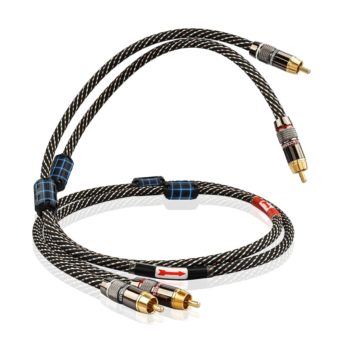 4.92ft 2RCA Male,15 AWG,4N Core,24K Player,Turntable(4.92ft/1.5m) Audiophile HiFi Audio RCA Cables - Male to OFC