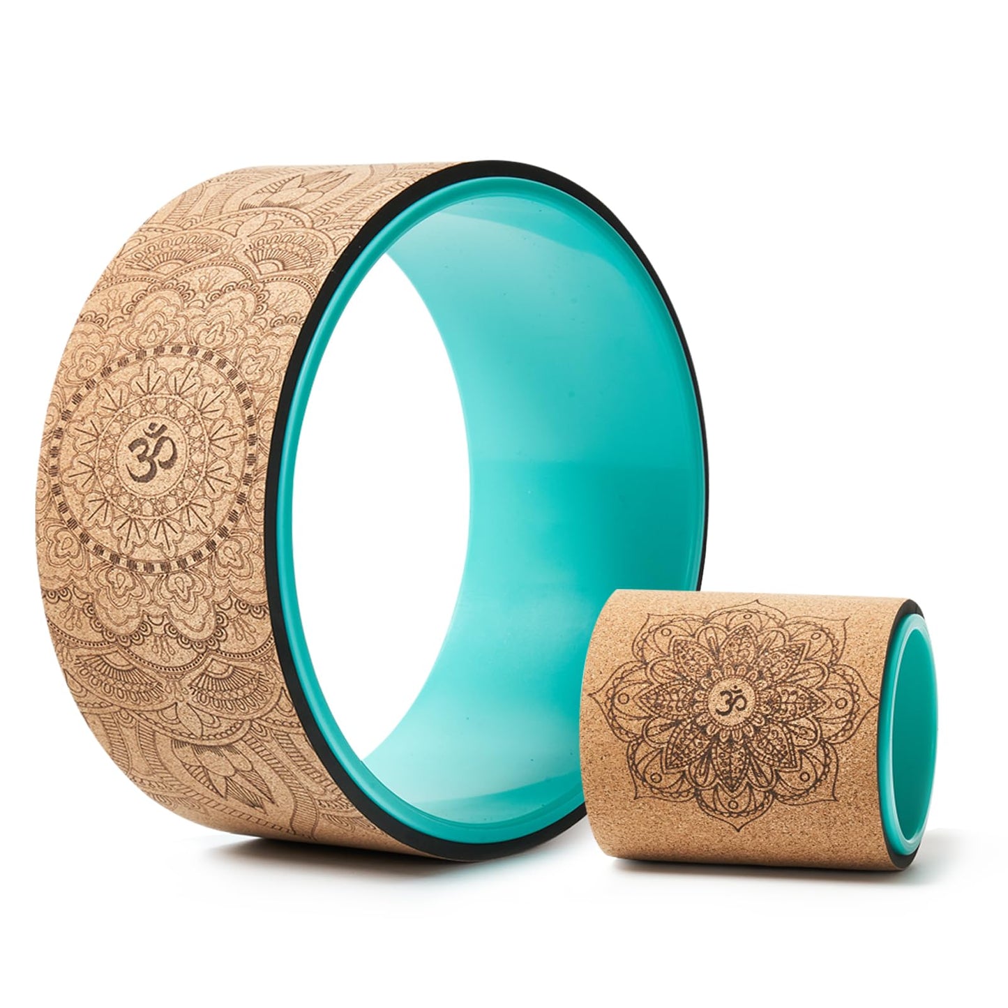 Yoga Wheel Set, Upgraded Back Wheels for Pain Relief & Stretching, Strongest Back Roller for Deep Tissue Massage, Improving Yoga Poses Backbend (CORK)