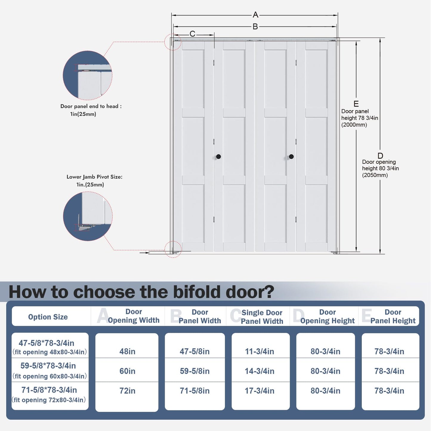 Roymelo White Bifold Doors for 60"×80" Opening, Sliding Interior Closet Folding Barn Door Slab with 5FT Concealed Hardware Kit Included, 3-Panel, MDF Wood Panel Covered with PVC Surface