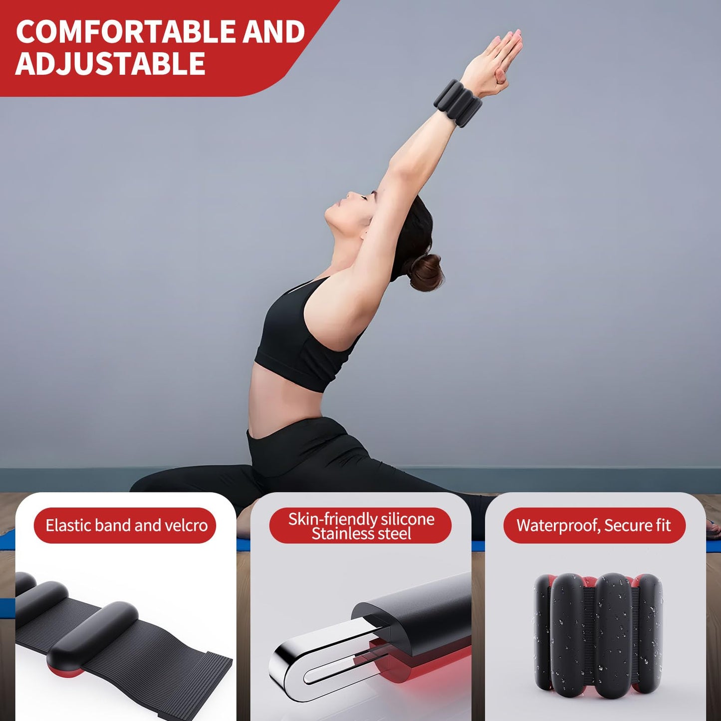 Adjustable Ankle weights for women walking : wrist weights 2lbs No-Slip for Pilates & Yoga exercise - Ensure zero interruption in your training