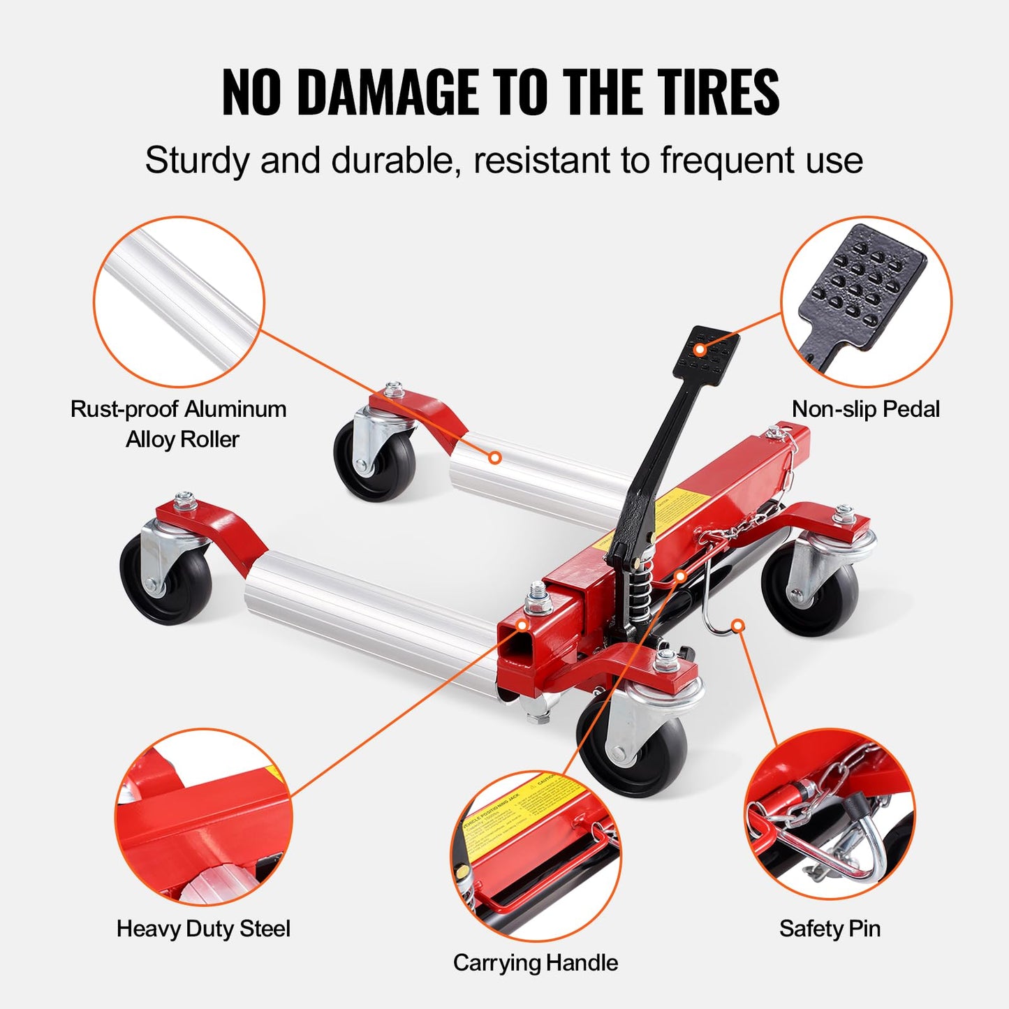 VEVOR Wheel Dolly - Max Capacity 1500 Lbs, Car Jack Dolly Lifter with 360 Rotatable Wheels, Heavy Duty Vehicle Positioning Hydraulic Tire Jack, for Vehicle Repair and Moving