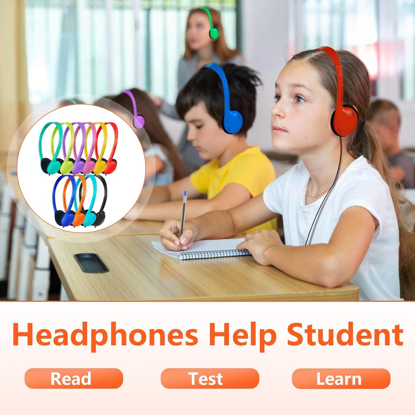 15 Pack 3.5 mm (10 Kids Headphones Bulk for School Classroom Wired Headphones for Kids Students Children Boys Girls