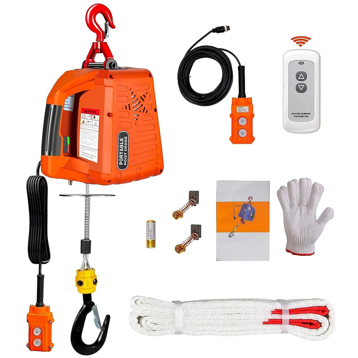 NOLANTISI 3 in 1 Electric Hoist Winch - 2200LBS 38FT 110V Manual, Wired and Wireless Remote Control for Factories, Warehouses, Garages, Etc