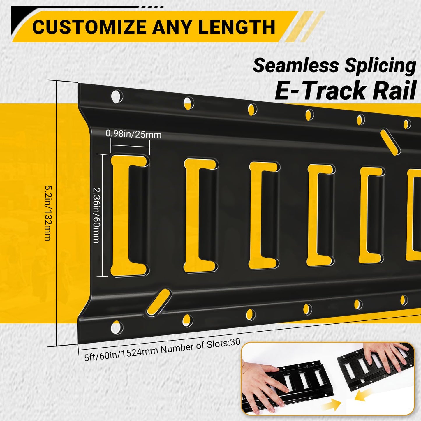 LEVELEVE E Track Rail Tie-Down Kit, 20PCS 10FT Heavy Duty Set, Includes 4 Steel Rails & 4 O Rings & 4 D-Ring Tie-Offs & 6 End Caps & 2 Ratchet Straps, Cargo Tie-Down System for Trucks, Vans & Trailers