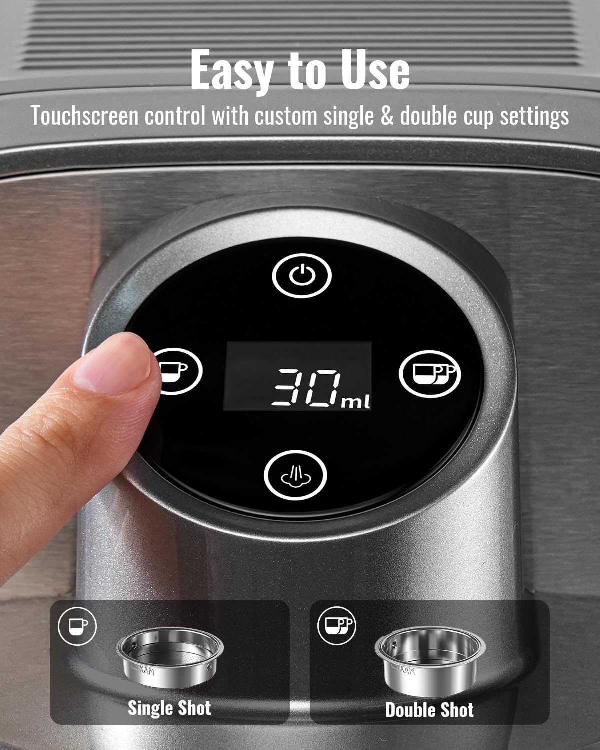 SHARDOR 64mm Burr Coffee Grinder with Espresso Machine 20 Bar