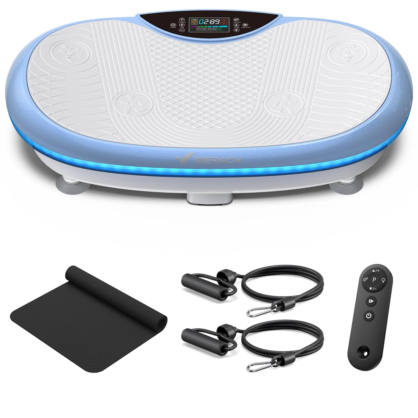 MERACH Vibration Plate Exercise Machine, 4D Whole Body Workout Vibrating Platform for Lymphatic Drainage Weight Loss Muscle Activation, Home Fitness Equipment with Bluetooth Light Pull Cord