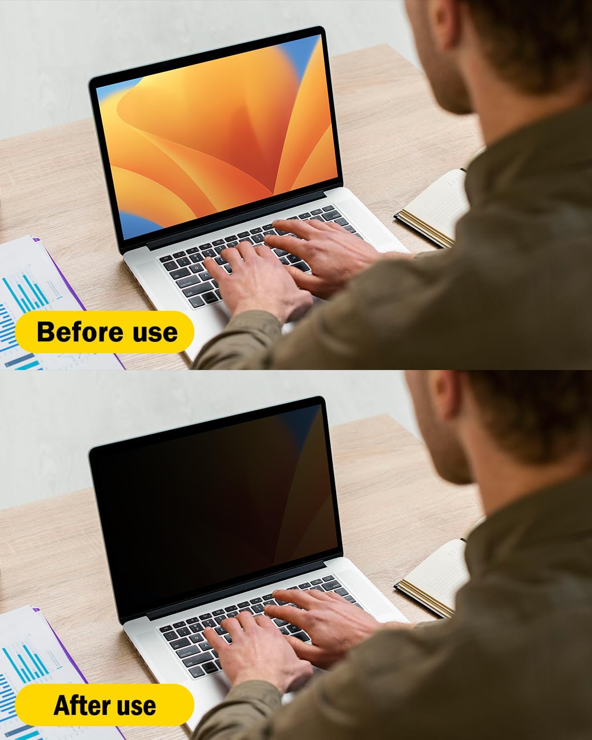 15.6 Inch 360 15.6" 16:9 F FORITO Laptop Privacy Screen Protector, Anti Peeping and Anti Glare Laptop Privacy Shield