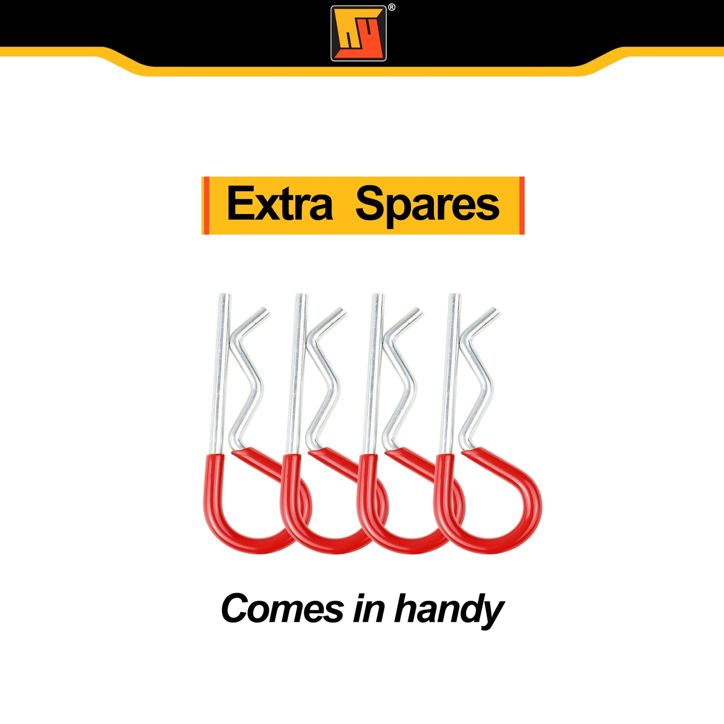 Wellmax 2-Pack 5/8" x 4-1/2" Steel Hitch Pin with 4pcs 3" R Clip, Clevis Pin Hitch with Rubber-Coated Handle, Red Color