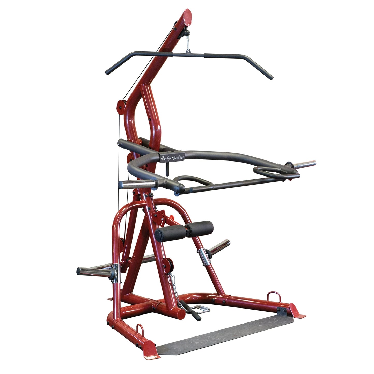Body-Solid (GLGS100 Corner Leverage Gym for Strength Training, 3 Station Exercise Equipment, Red