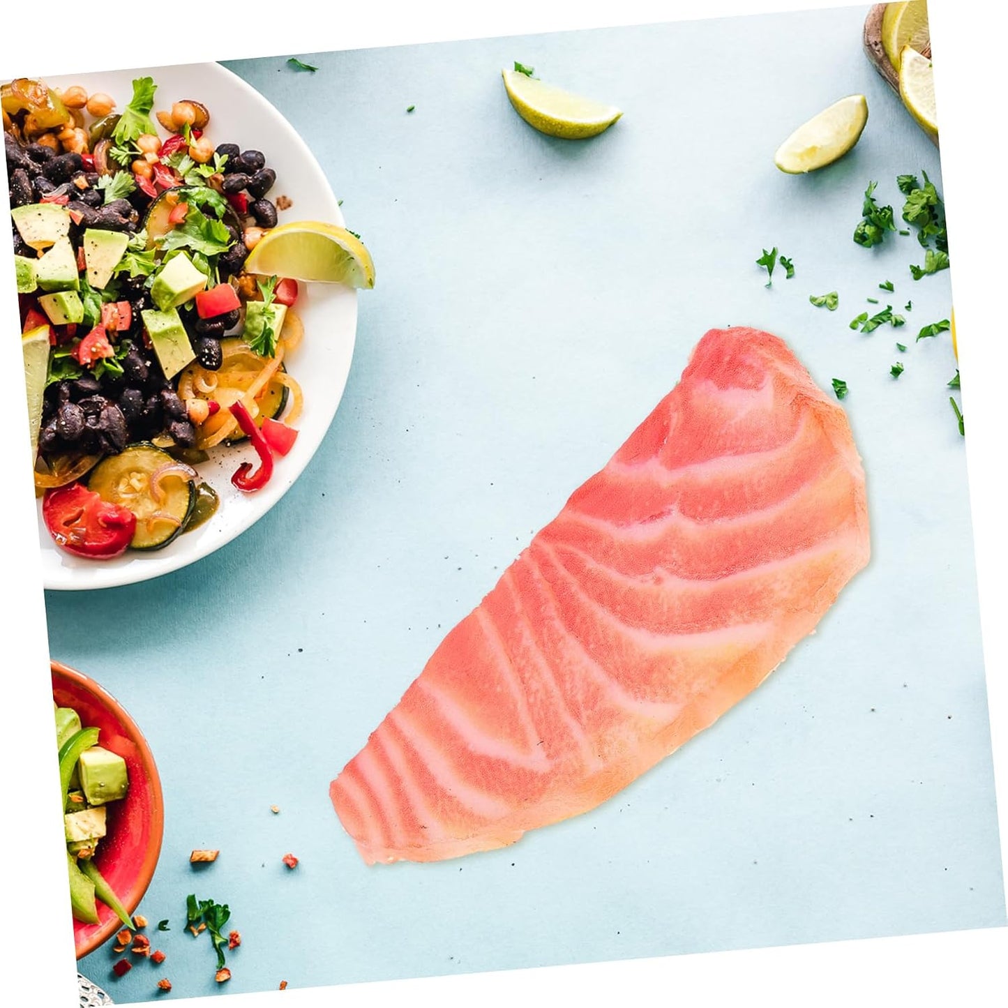 KOMBIUDA Simulated Salmon Slice Fake Food Model Lifelike Salmon Prop for Kitchen Decoration Restaurant Display