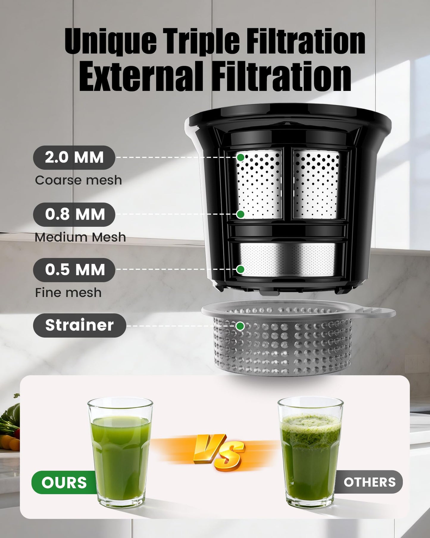 Staweiger Juicer Machines, Cold Press Juicer with 6" Extra Wide Chute, 90oz Capacity, Powerful AC Brushless Motor, High Juice Yield, Quiet Low db, BPA-Free Juicer Press For Whole Vegetables & Fruits
