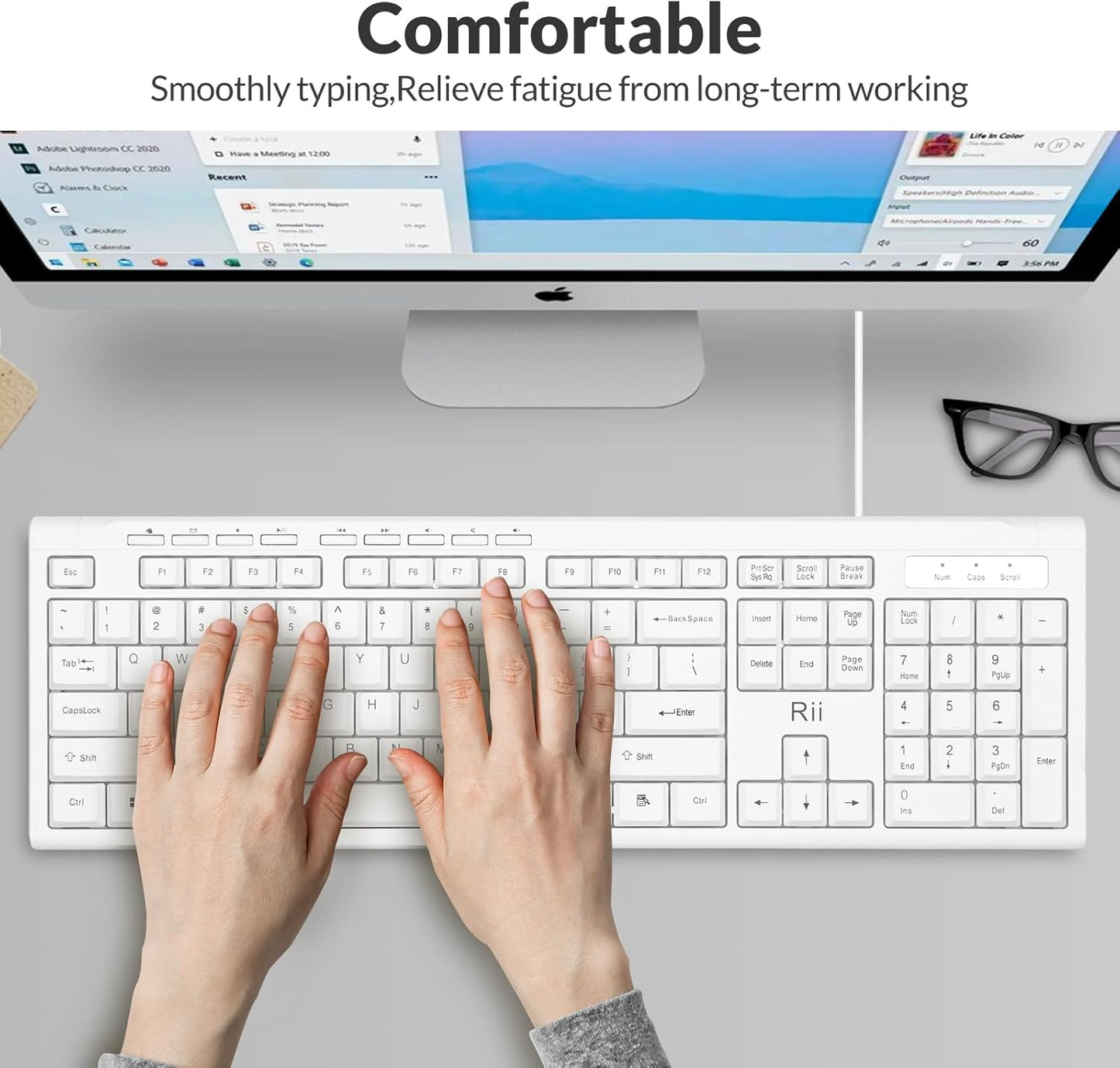 Rii RK907 10/8 7 Ultra-Slim Compact USB Wired Keyboard for Mac and PC,Windows / / Vista/XP(White)