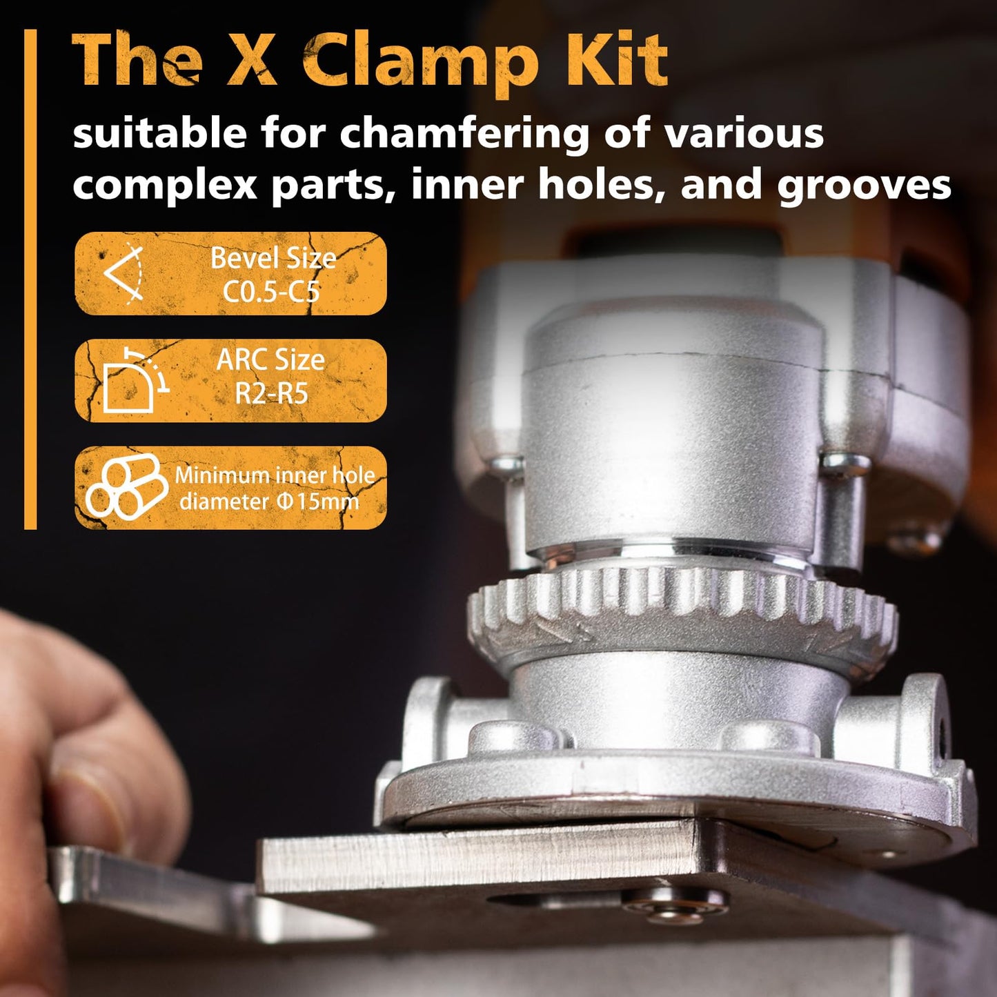 Handheld Chamfer Tool, Metal Chamfering Tool, for Trimming, Beveling, Deburring, 45 Degree Arc and Bevel, 850W 120V 60Hz, Model PT-100 (Machine)
