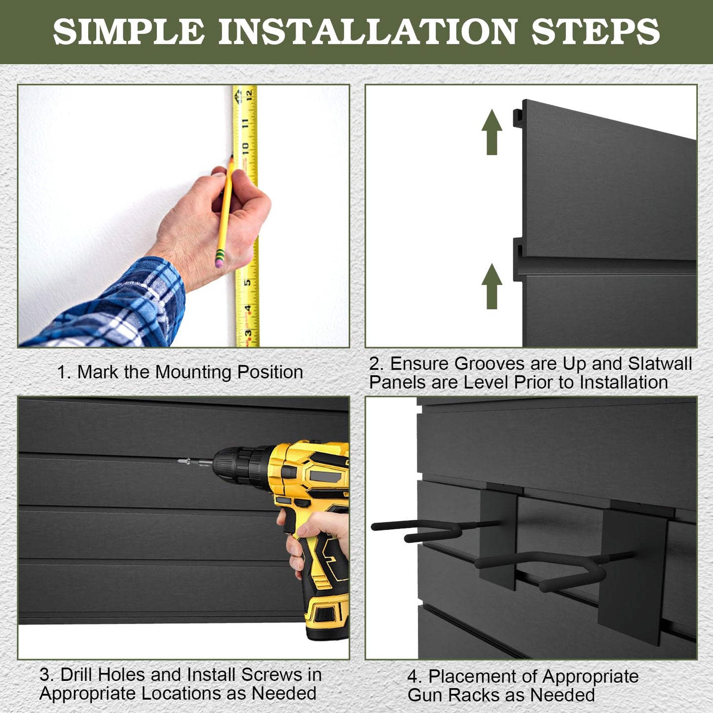 Gun Wall Mount Display Heavy Duty Adjustable Indoor Gun Rack Wall Rack Storage System Suitable for Rifles Storage Modular Firearms Gun Wall Gear Accessories Organizer for Helmet Vest Belt Police Gear