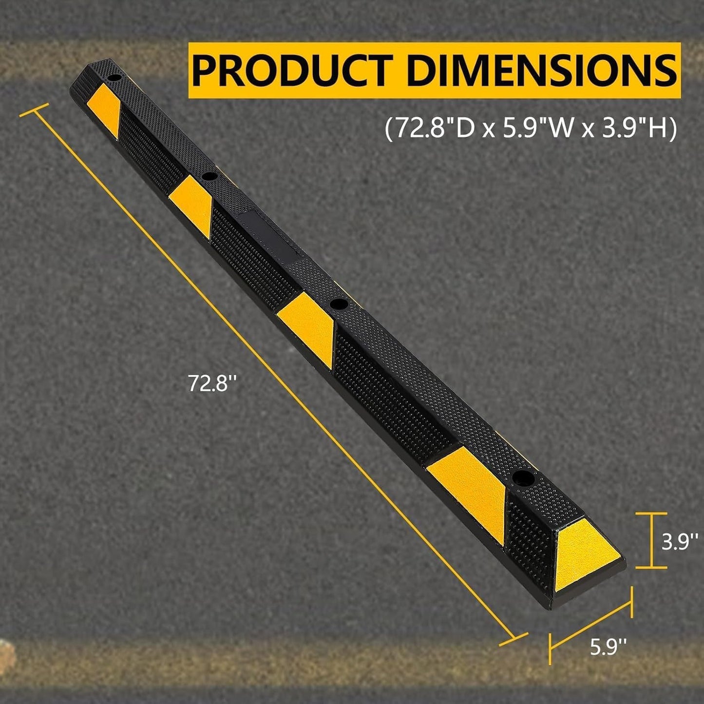 EliteEdge 4 Packs 72" Heavy Duty Rubber Parking Curb, 55000 LBS Capacity Parking Stopper with Reflective Stripes