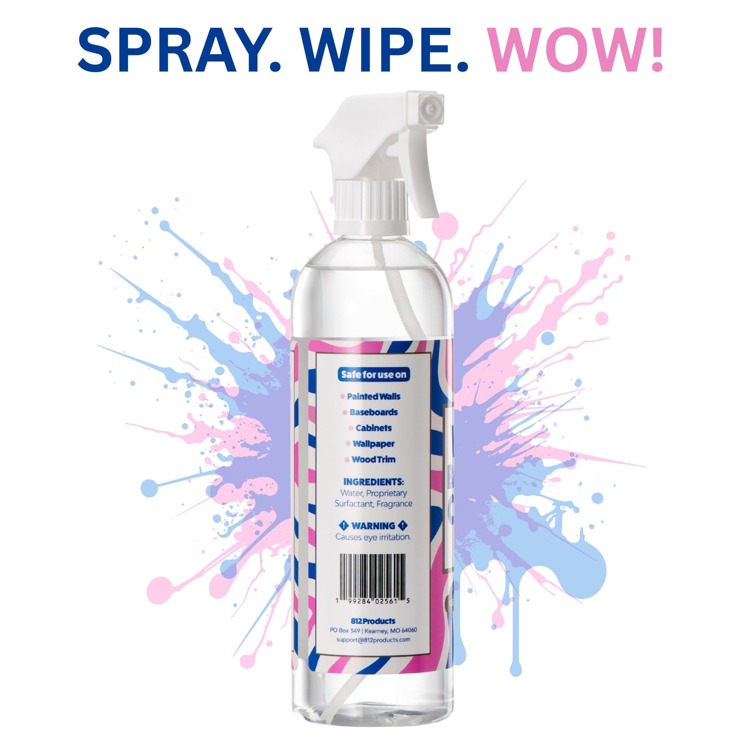 812 Wall & Baseboard Cleaner Spray – Safely Cleans Painted Walls, Baseboards, Kitchen Cabinets, Doors & More | Family & Pet Friendly | Made in America | 24oz.