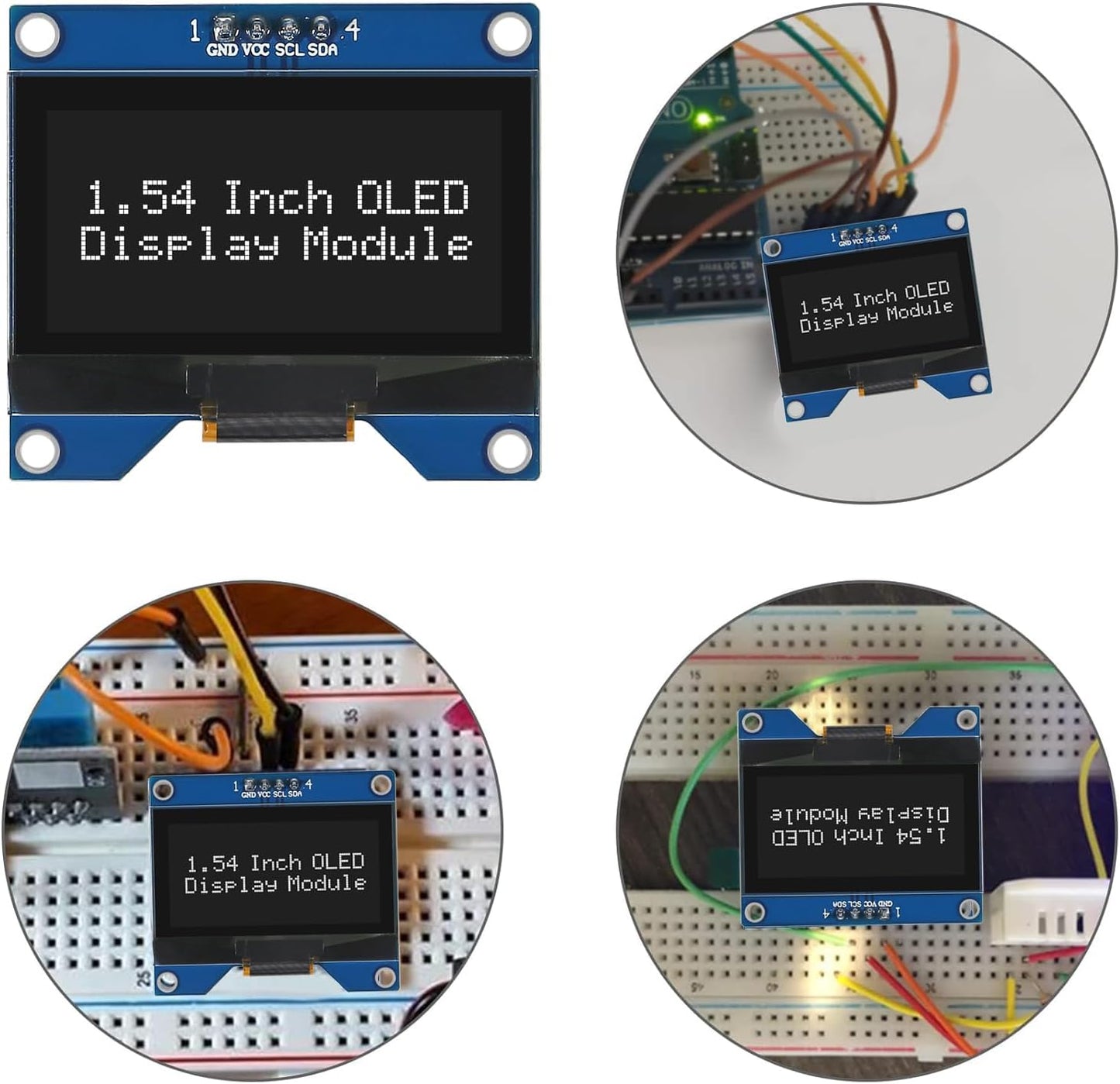 Coliao 2pcs 1.54 Inch I2C 12864 128x64 SSD1309 4 OLED IIC Display Module Pixel Driver Self-Luminous OLED Screen Board