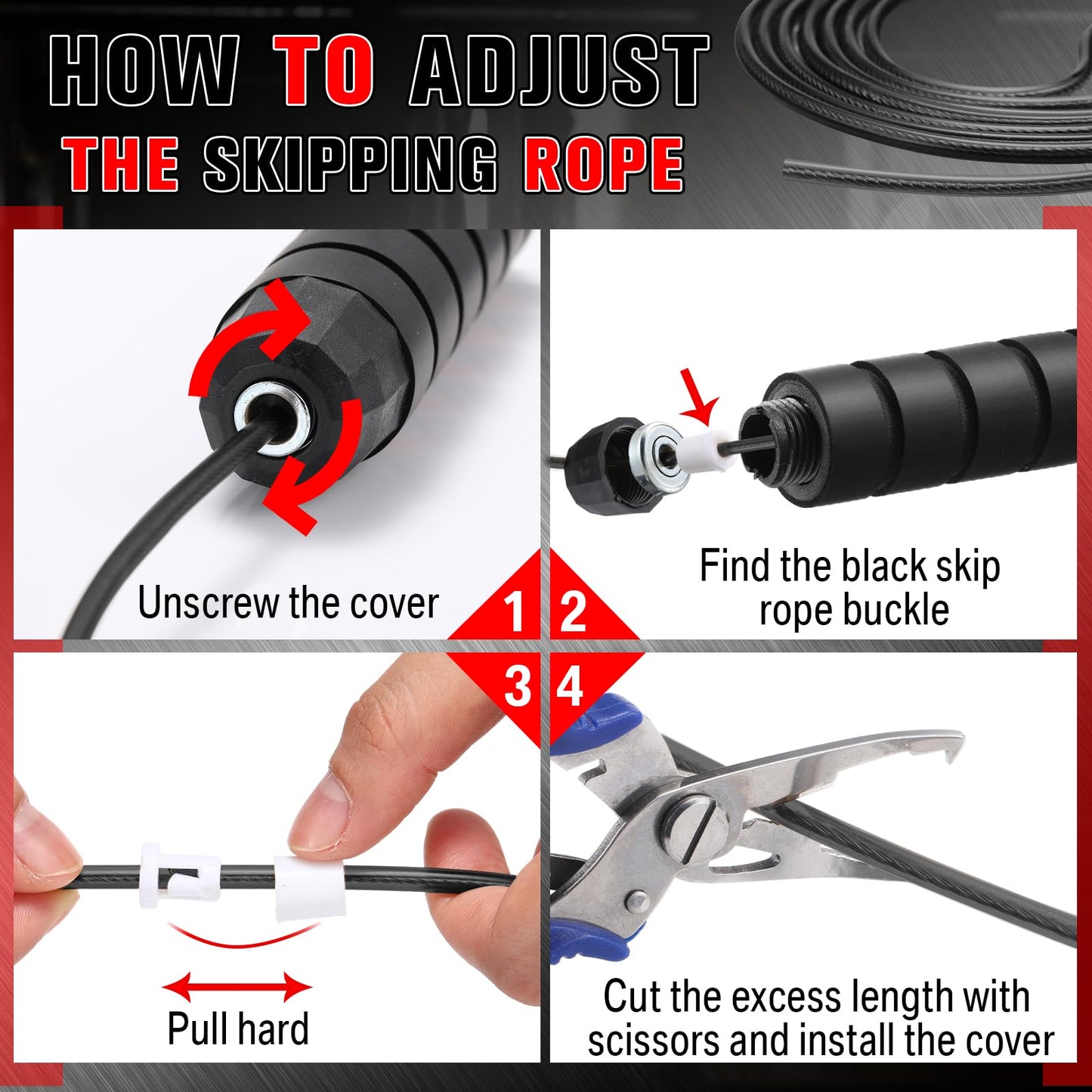 Junkin 12 Pieces Jump Ropes for Fitness with Ball Bearings Speed Jumping Adjustable Skipping Rope with Foam Handles Exercise Stuffer for Men Women Cardio Training Slim Body(Black)