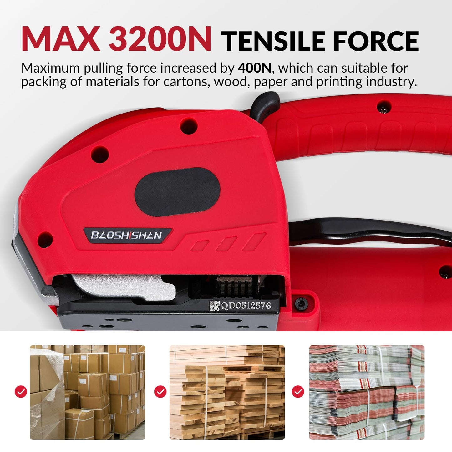 BAOSHISHAN Automatic Electric Strapping Machine - 2x4000mAh Battery
