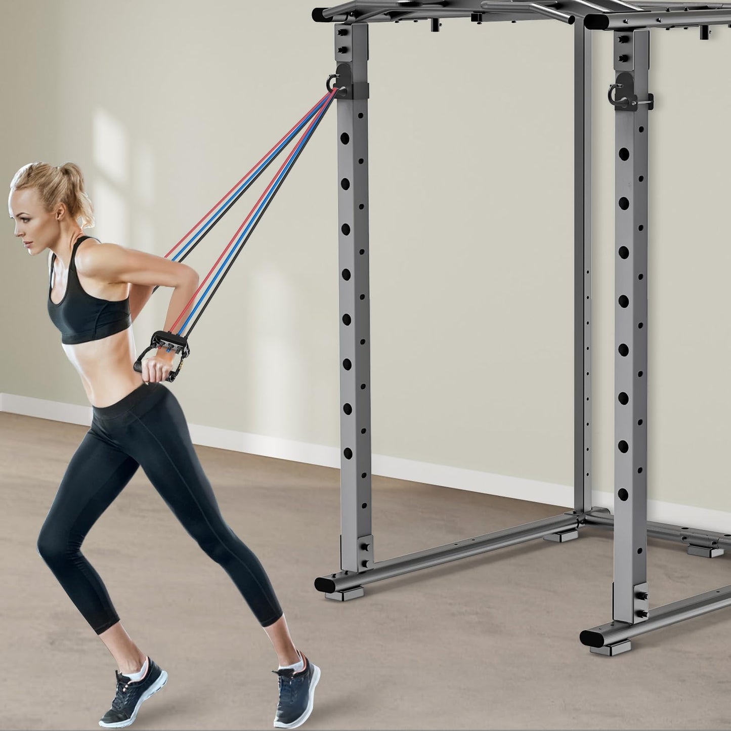 Kipika Anchor for Resistance Bands Fits 3" x 3" Power Rack with 5/8" or 1" Hole - Heavy Duty Steel Hooks with Rubber Pads for Home Gym Workouts, Strength Training,and Physical Therapy Exercise, 2 Pack