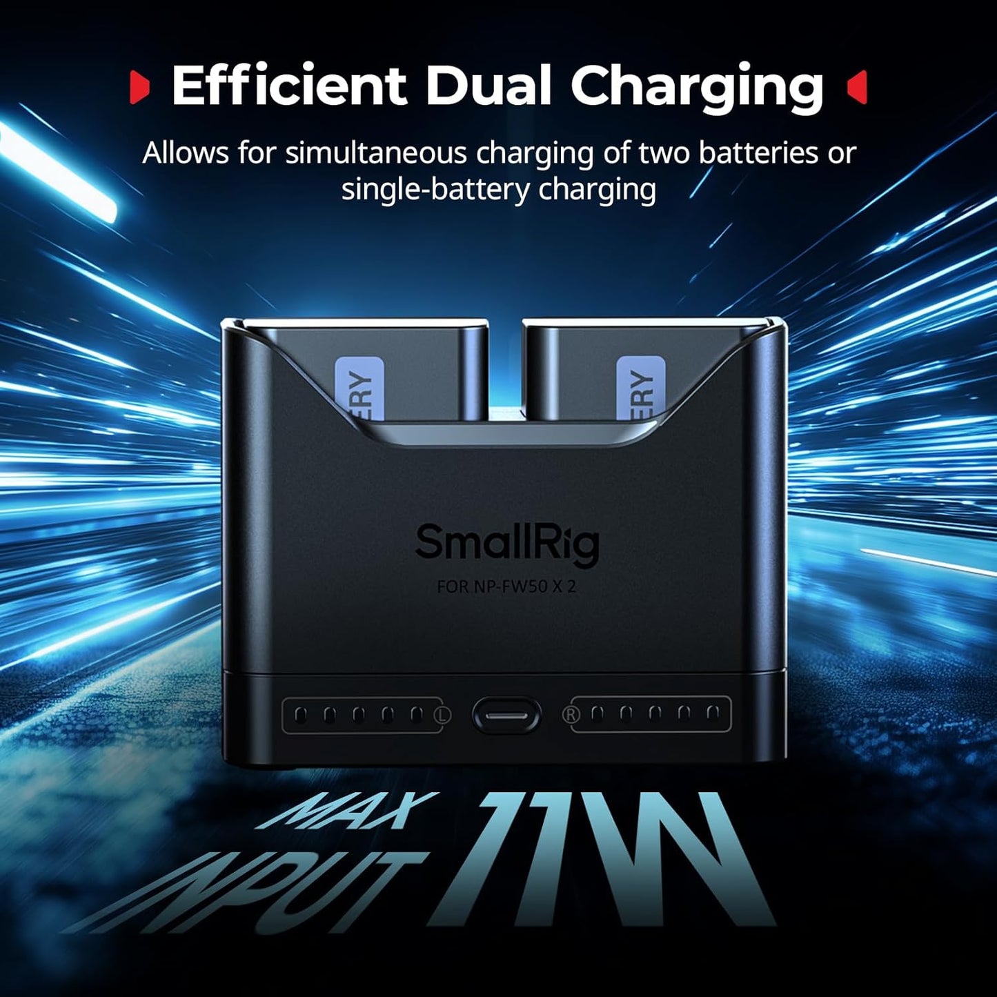 SMALLRIG NP-FW50 2h 11W A6000 A6100 A6300 A6400 ZV-E10 A7 A7S A7R A7SII A7RII A5000 A5100 ILCE-QX1 Battery Charger