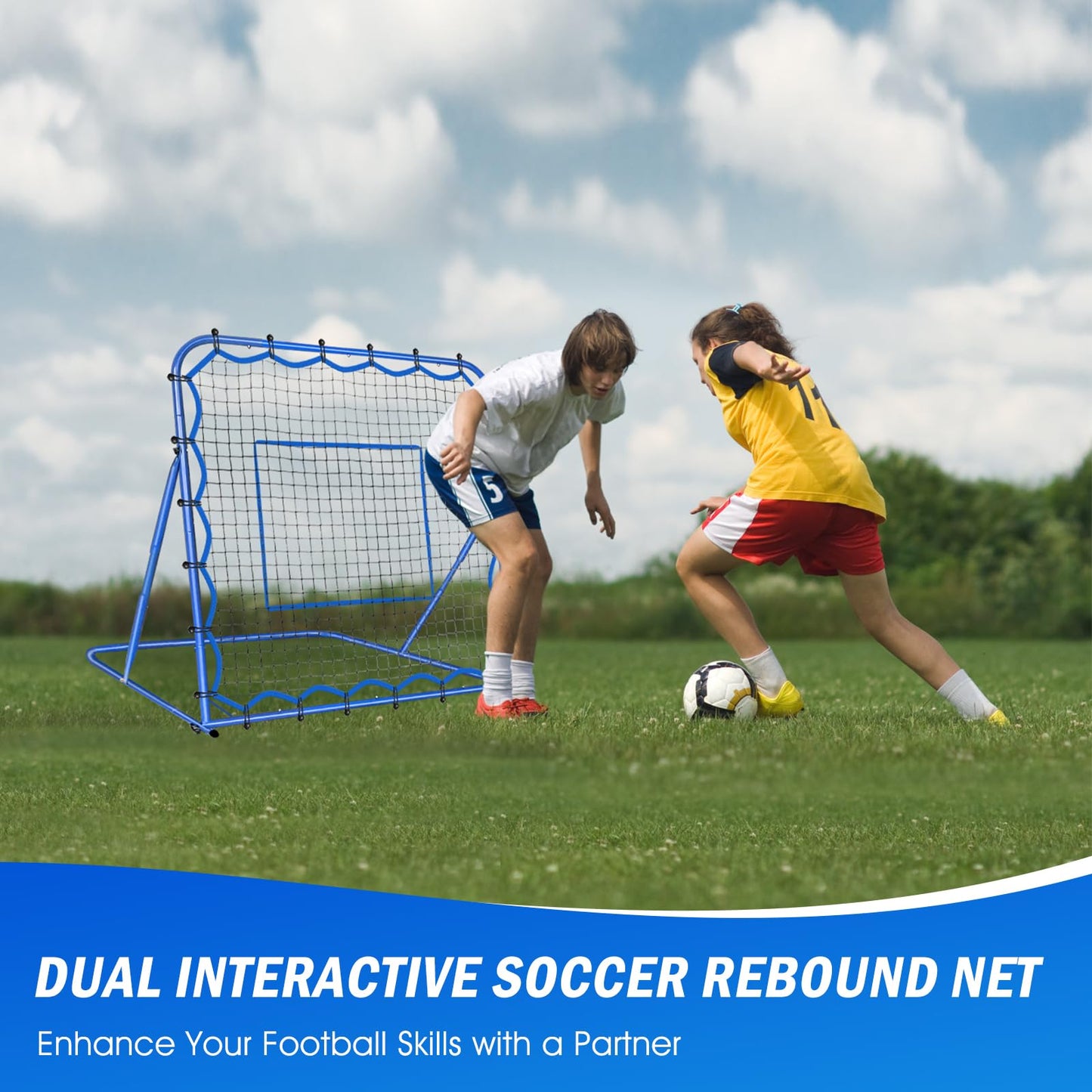 4x4FT Soccer Baseball Rebounder Net, Volleyball Softball Rebound PitchBack Net Quick-Switch Angle Soccer Training for Control, Passing Practice, Lacrosse Bounce Back Rebounder Gifts Trainer Equipment