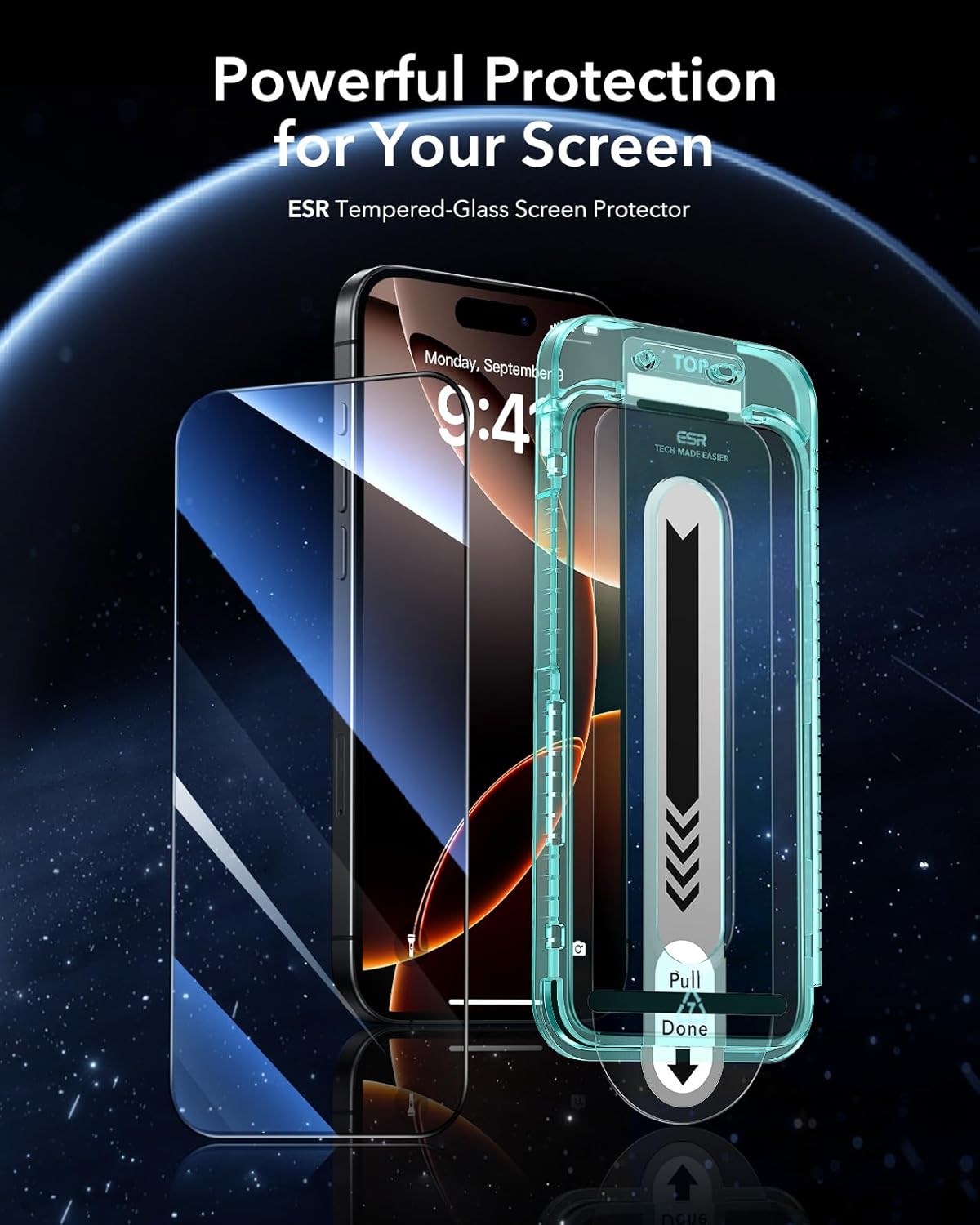 3 Pack 16 [9H ESR for iPhone Pro Screen Protector, Hardness] [Military Grade Shatterproof] Tempered Glass Film